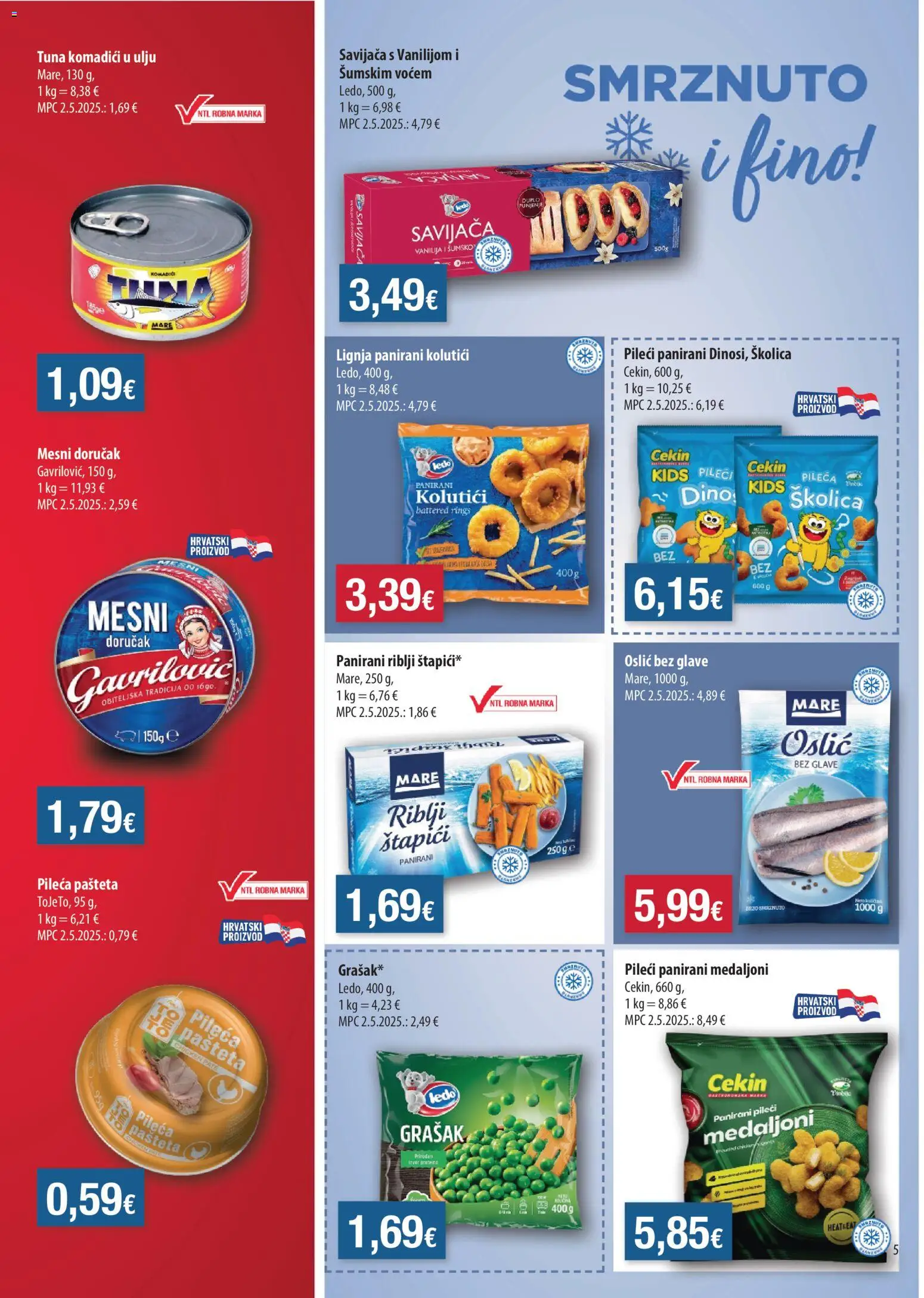 NTL katalog | vrijedi od 14.10.2026 | Stranica: 5 | Proizvodi: Pašteta, Mesni doručak, Grašak, Štapići