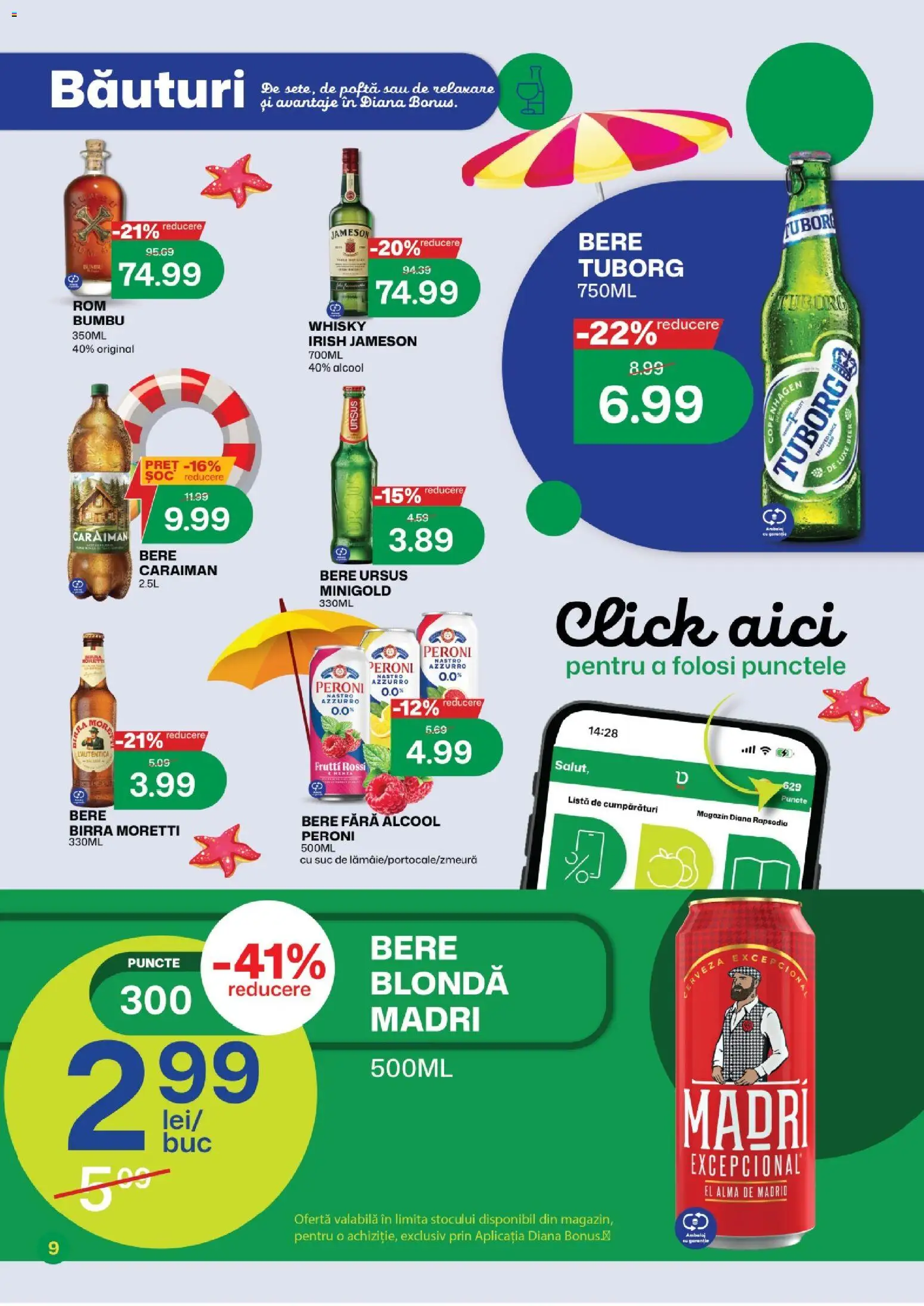 Noul catalog Diana – valabil de la 16.08.2026 | Pagină: 9 | Produse: Ursus, Bere fara alcool, Jameson, Suc