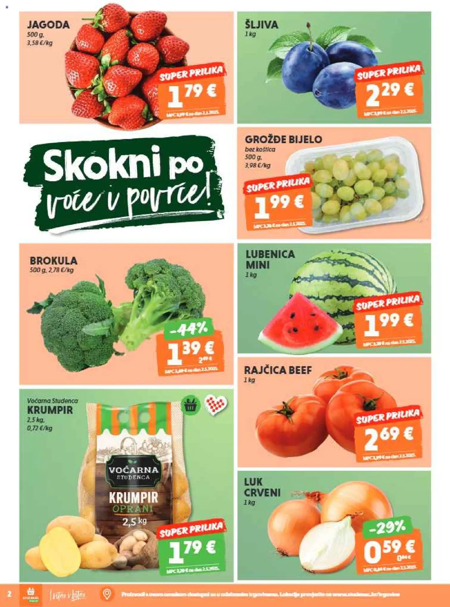 Studenac katalog | vrijedi od 06.05.2026 | Stranica: 2 | Proizvodi: Brokula, Voće, Grožđe, Rajčica