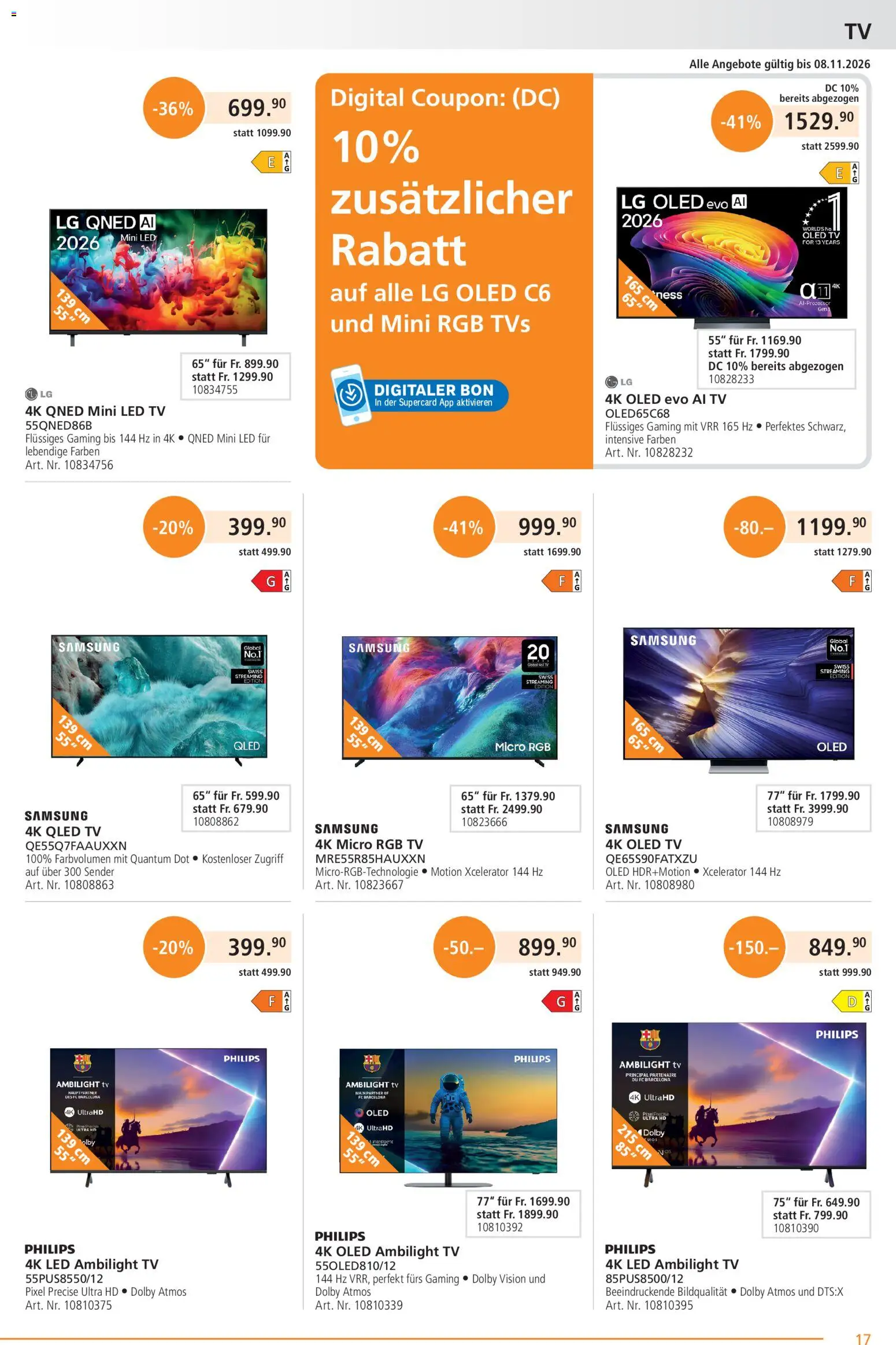 Fust aktionen – gültig ab 26.10.2026 | Seite: 17 | Produkte: TV, Samsung, LG, Philips