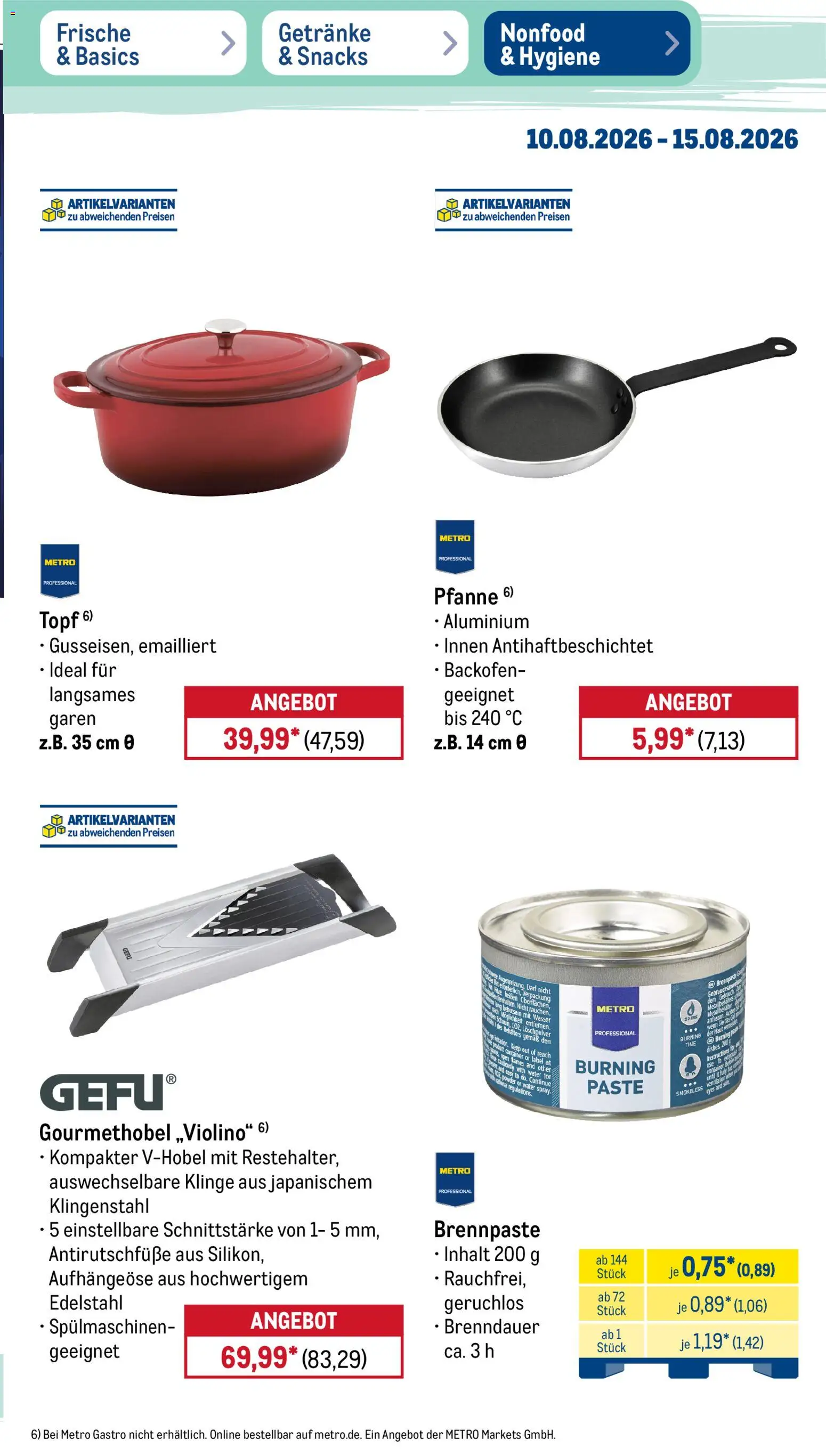 Metro NonFood-Angebote – gültig ab 10.08.2026 | Seite: 2 | Produkte: Wasser, Backofen