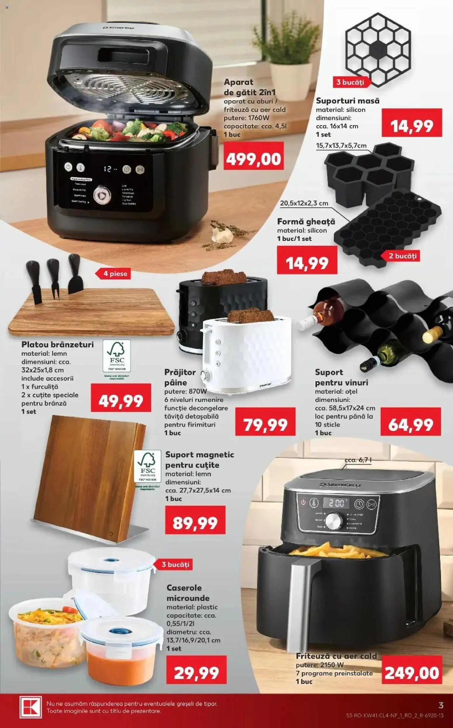 Kaufland Satu Mare 07.10.2026 - Revista si Oferta | Pagină: 3 | Produse: Suport magnetic, Friteuza cu aer cald, Masă, Aparat