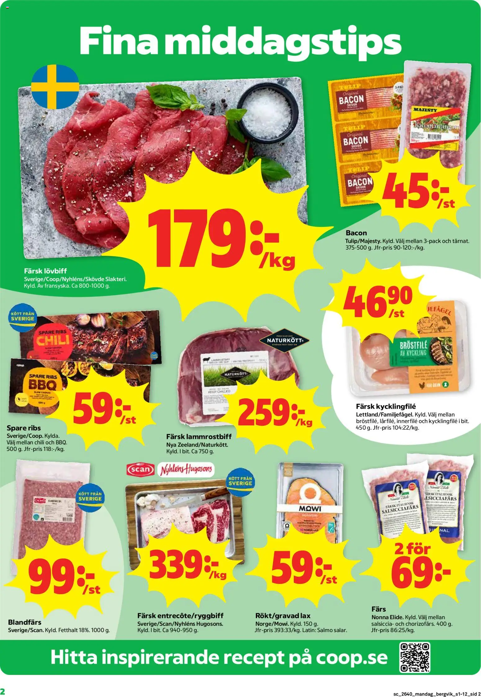 Stora Coop reklamblad aktuell från 28/09/2026 | Sida: 2 | Produkter: Kycklingfile, Blandfärs, Lax, Kyckling