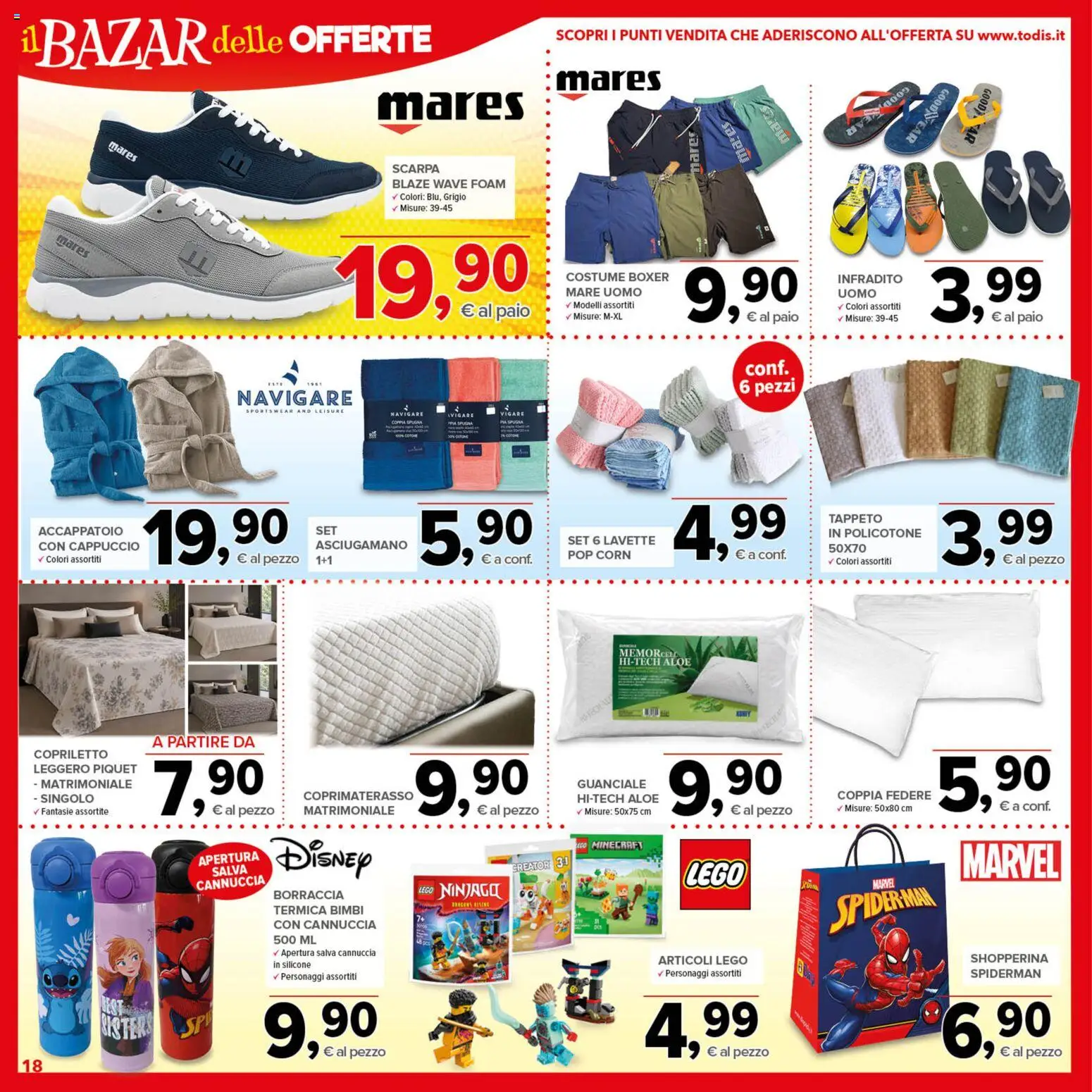 Volantino Todis del 23/07/2026 | Pagina: 18 | Prodotti: Spugna, Boxer, Cappuccio, Tappeto