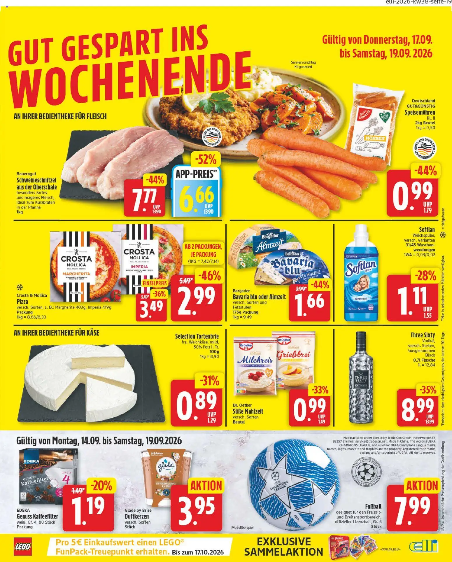Elli Markt Prospekt – gültig ab 14.09.2026 | Seite: 23 | Produkte: Käse, Fußball, Bauerngut, Pizza