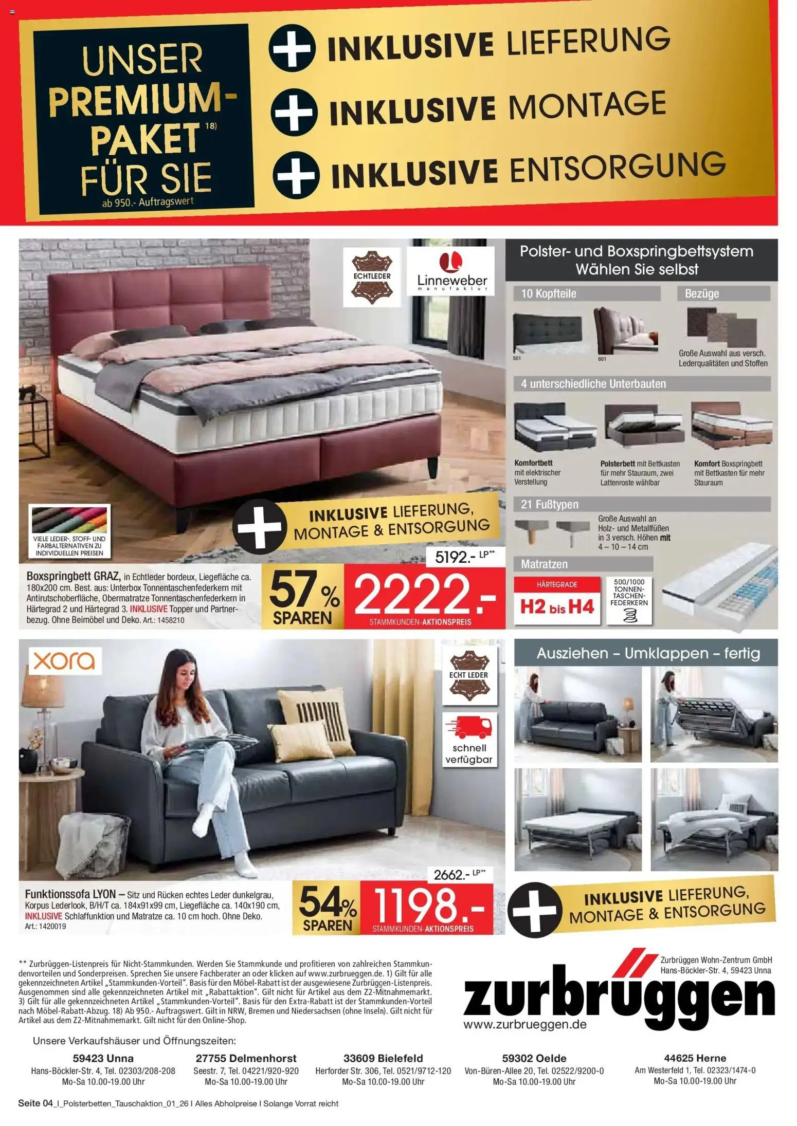 Zurbrüggen Polster & Boxspringbetten Tauschaktion – gültig ab 08.05.2026 | Seite: 4 | Produkte: Matratze, Boxspringbett, Polsterbett, Uhr