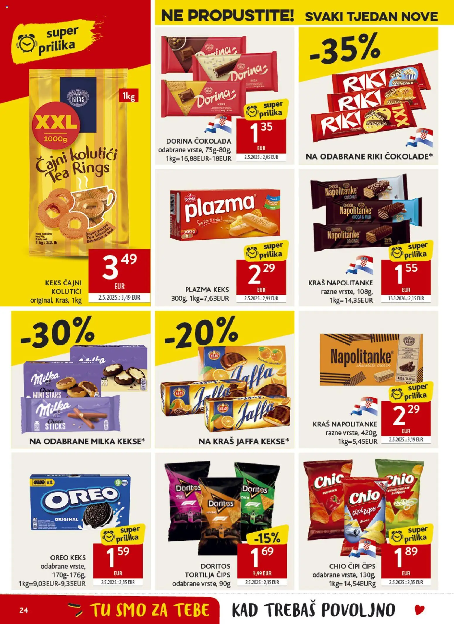 Konzum HR akciós ujság - amely érvényes a következő dátumtól: 2026.08.26. | Oldal: 24 | Termékek: Milka, Tortilla, Taco, Tea