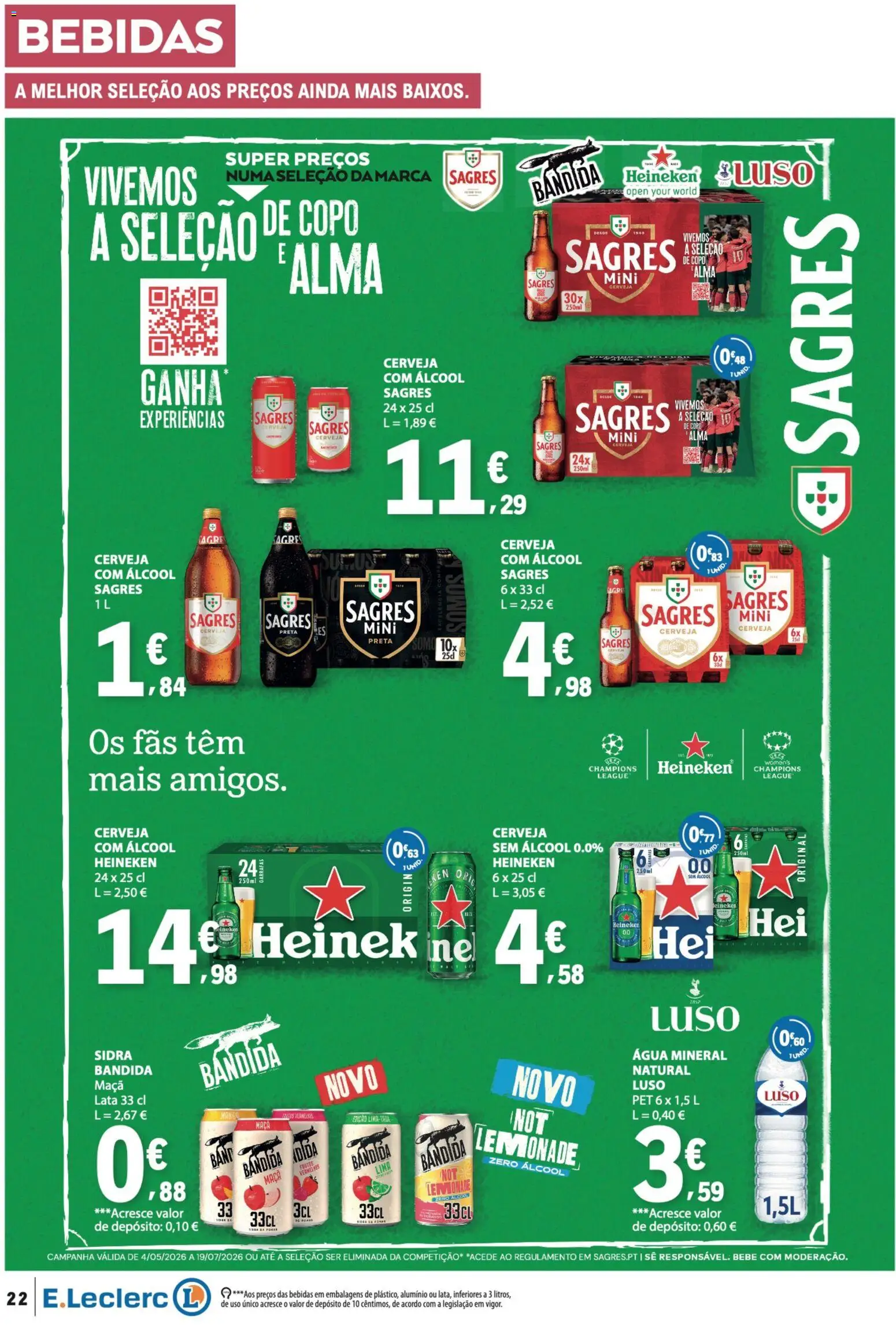 E.Leclerc folheto │ válido de 16/07/2026 | Página: 22 | Produtos: Agua, Maça, Cerveja, Água mineral