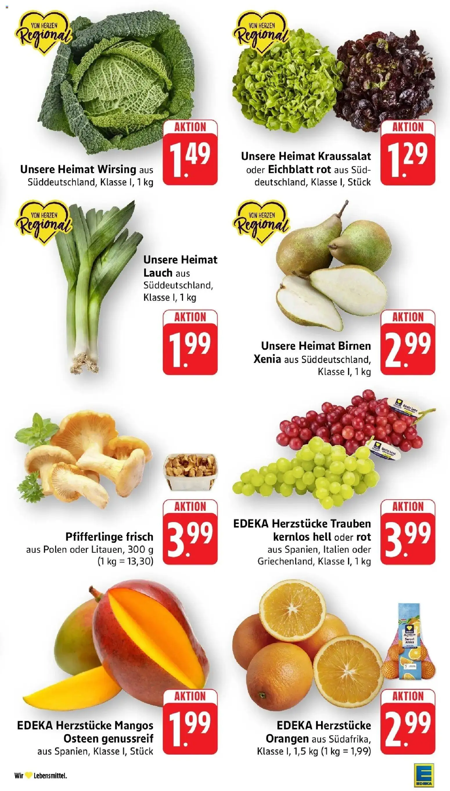 Edeka Prospekt Bruchsal - Untergrombach (ab 28.09.2026) » Angebote Online | Seite: 11 | Produkte: Trauben, Orangen, Pfifferlinge, Lauch