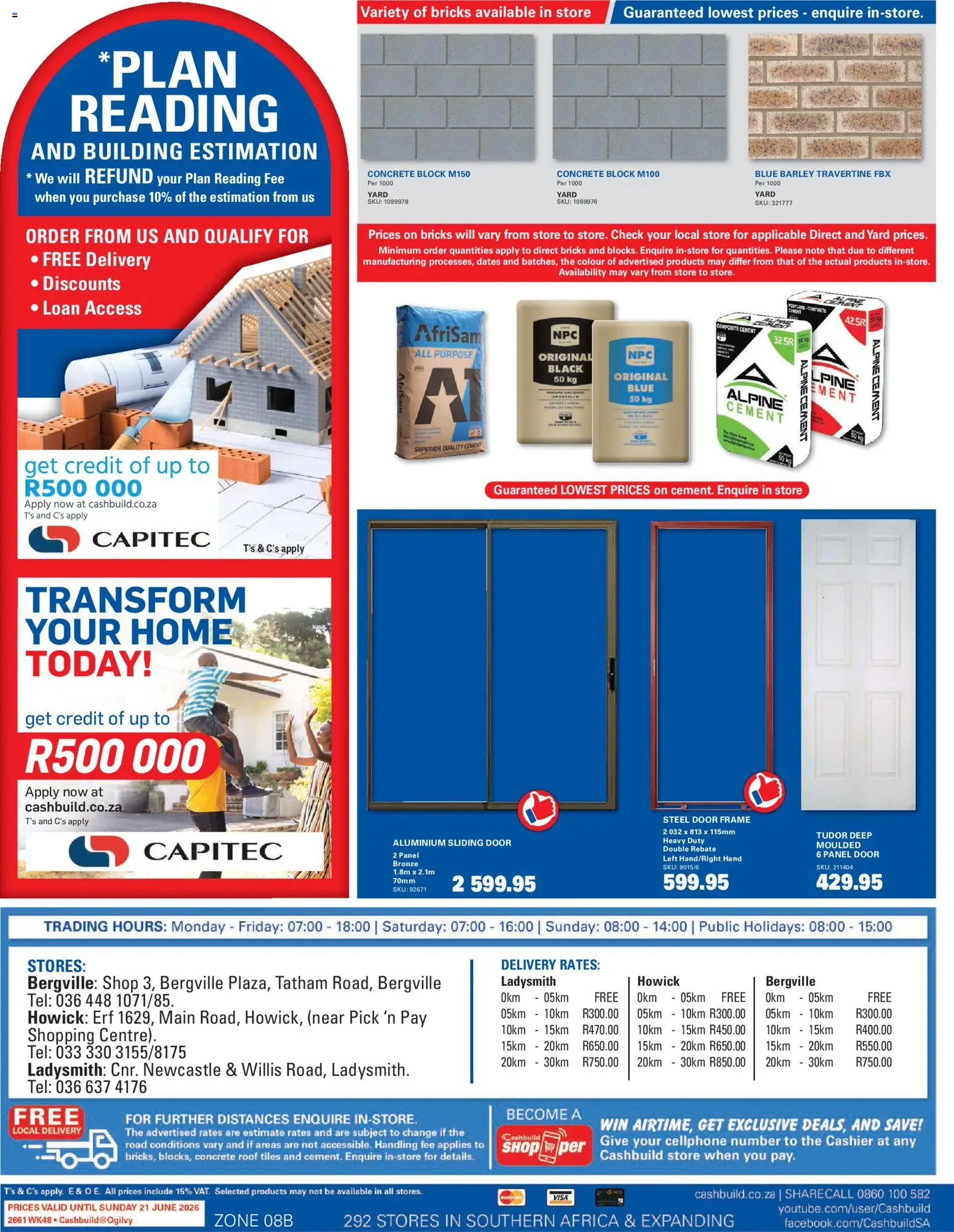 New Cashbuild catalogue – valid from 25.05.2026 | Page: 4 | Products: Dates, Frame, Door frame, Cement