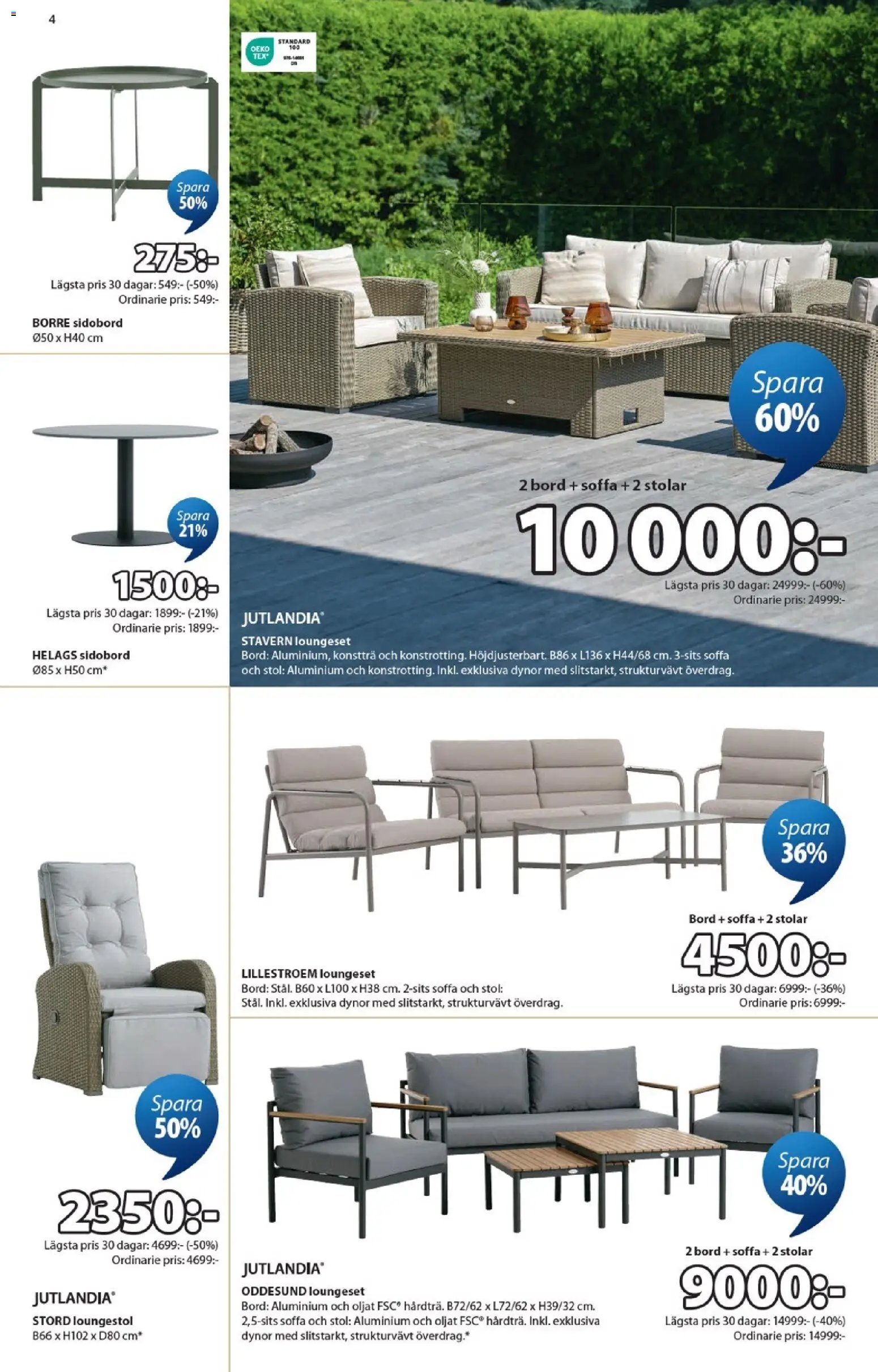 JYSK reklamblad aktuell från 01.06.2026 | Sida: 4 | Produkter: Dynor, Loungestol, Soffa, Stol