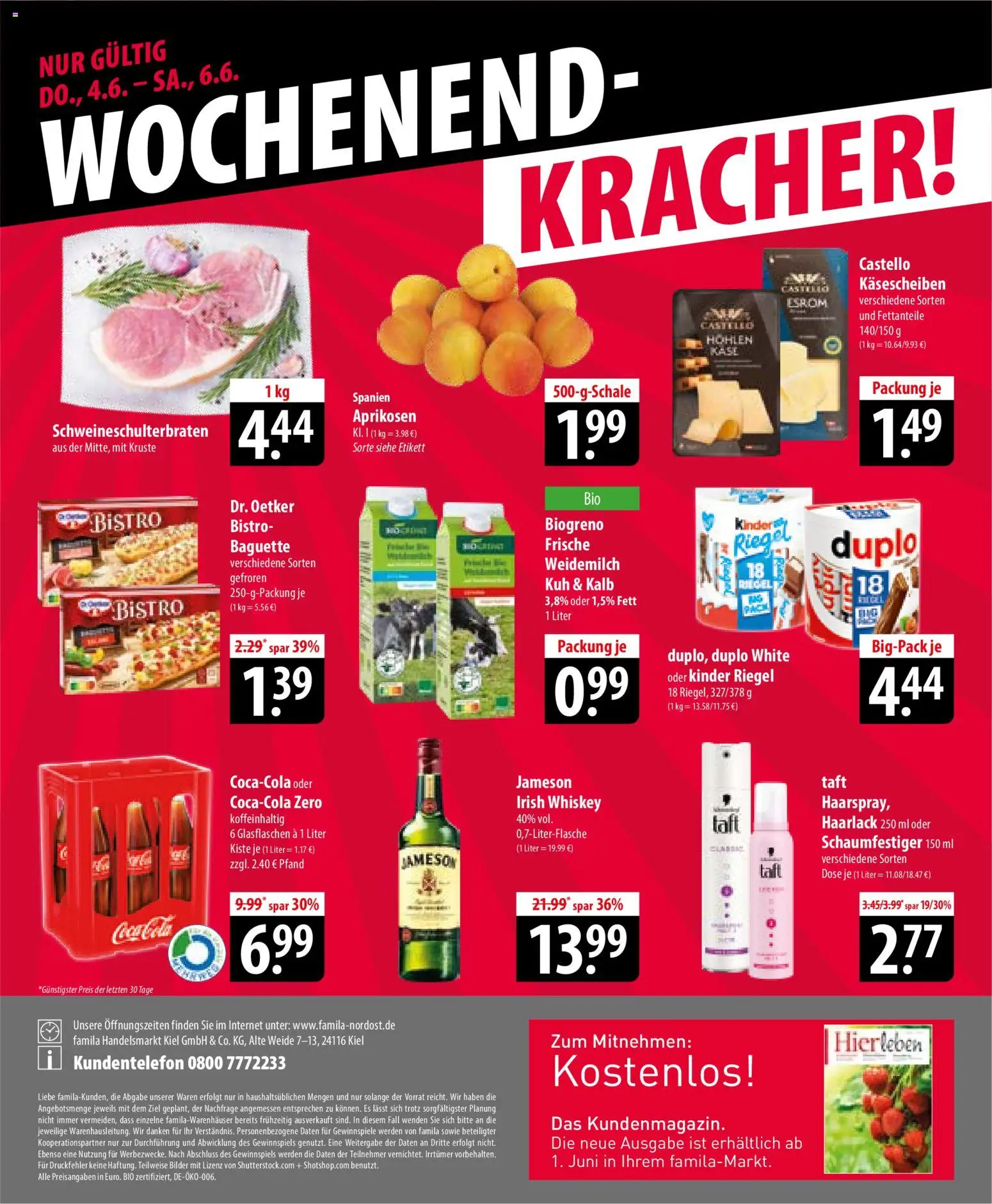 Famila Prospekt – gültig ab 01.06.2026 | Seite: 28 | Produkte: Käse, Baguette, Kinder riegel, Whiskey
