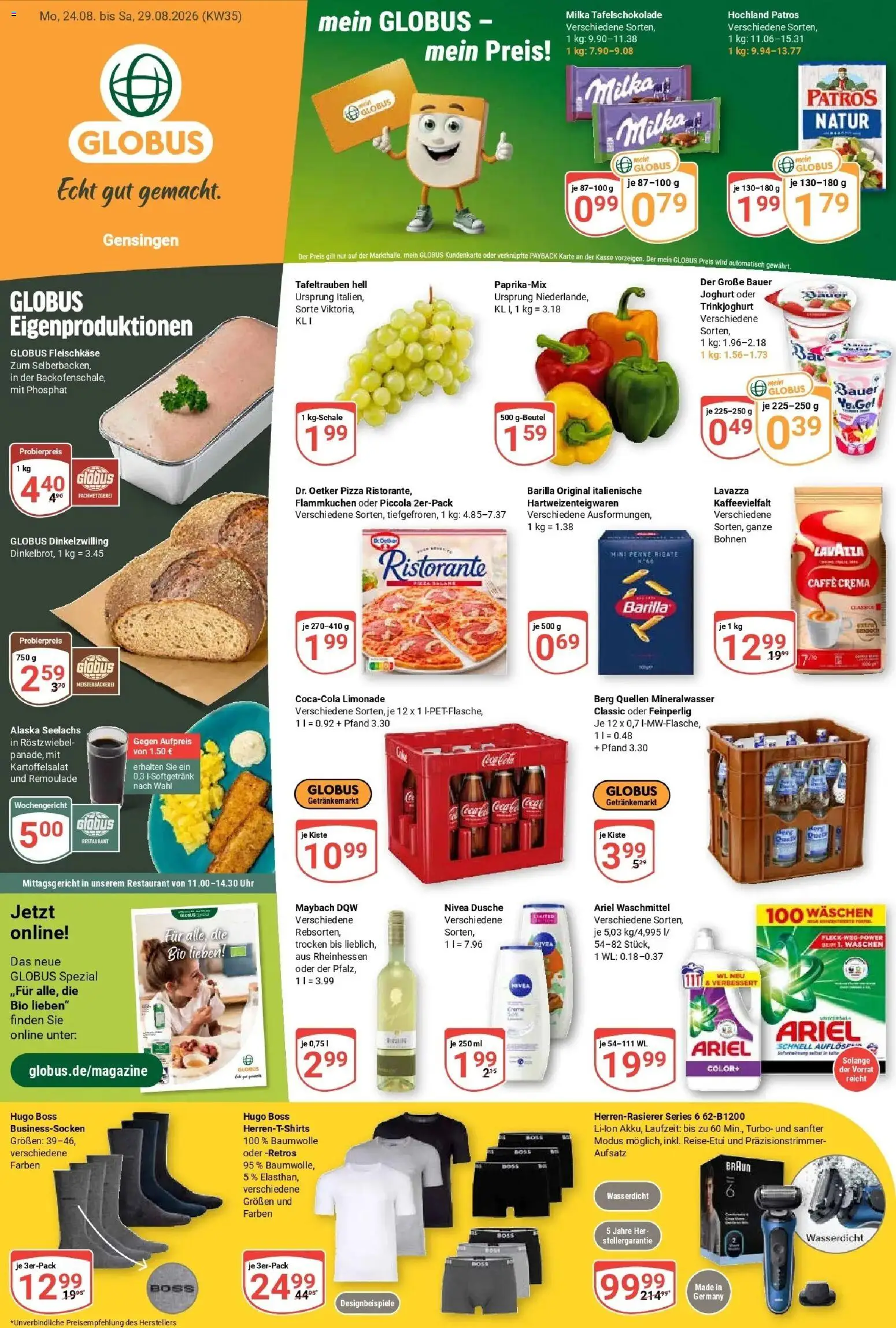 Globus Prospekt Gensingen (ab 24.08.2026) » Angebote online | Seite: 3 | Produkte: Lavazza, Joghurt, Limonade, Milka