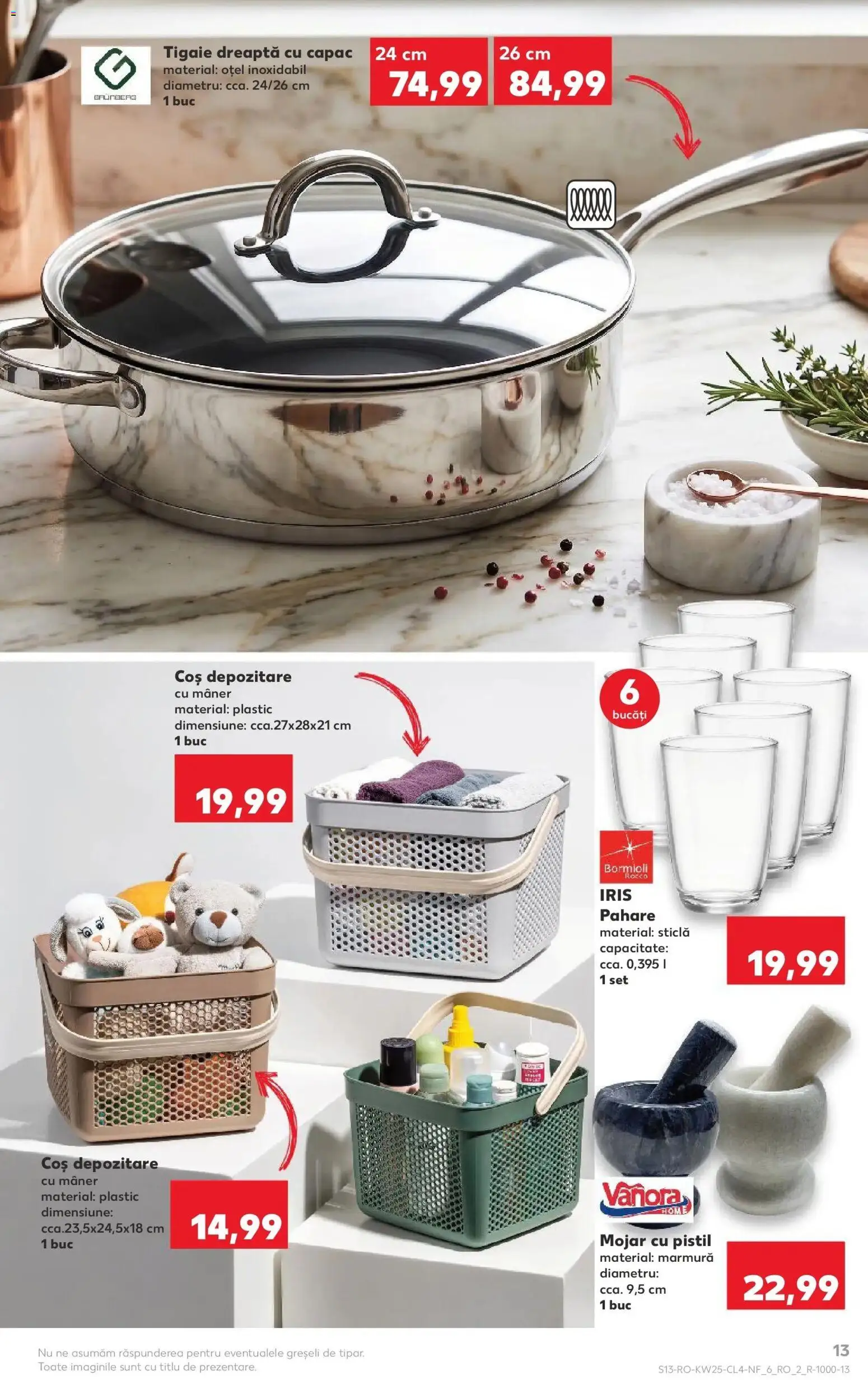 Noul catalog Kaufland – valabil de la 17.06.2026 | Pagină: 13 | Produse: Pahare, Coș, Mâner, Mortar