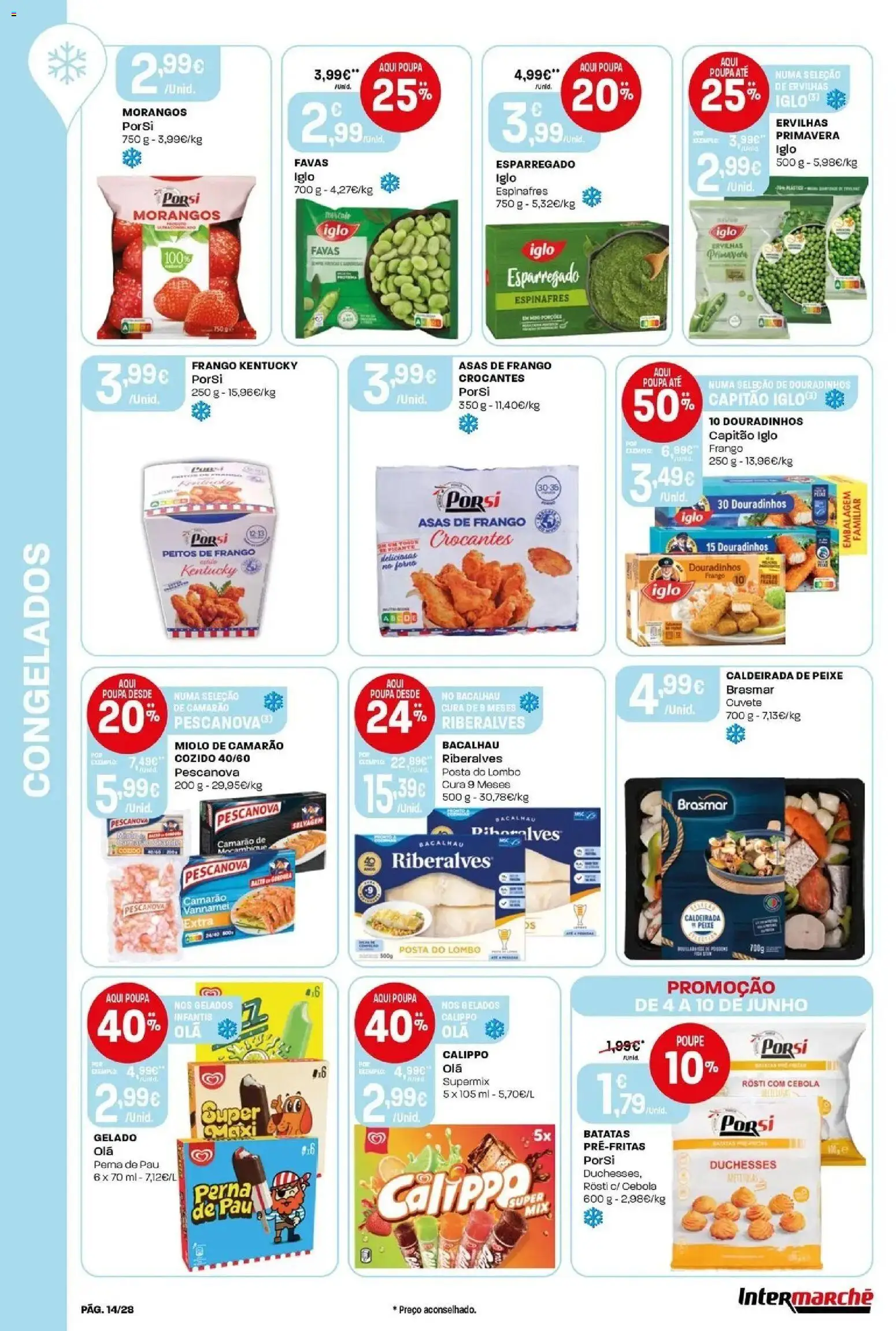 Intermarché - Isto é que são preços BAIXOS │ válido de 04/06/2026 | Página: 14 | Produtos: Asas de frango, Frango, Camarão, Lombo