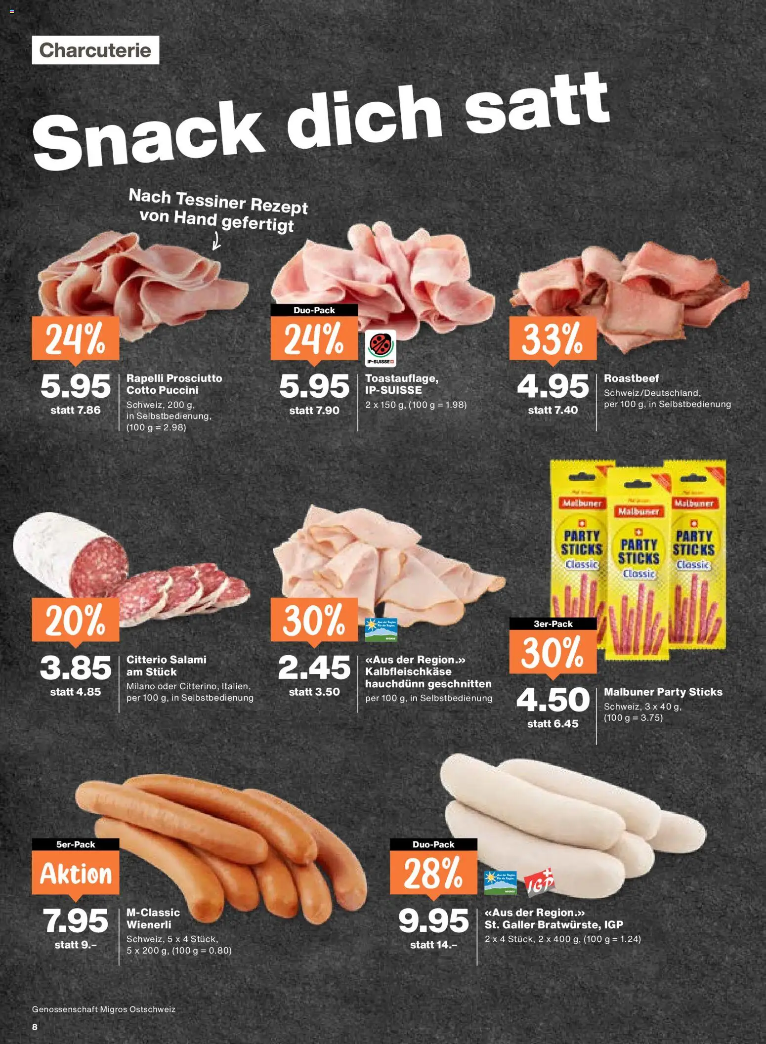 Migros aktionen – gültig ab 13.08.2026 | Seite: 8 | Produkte: Salami, Roastbeef