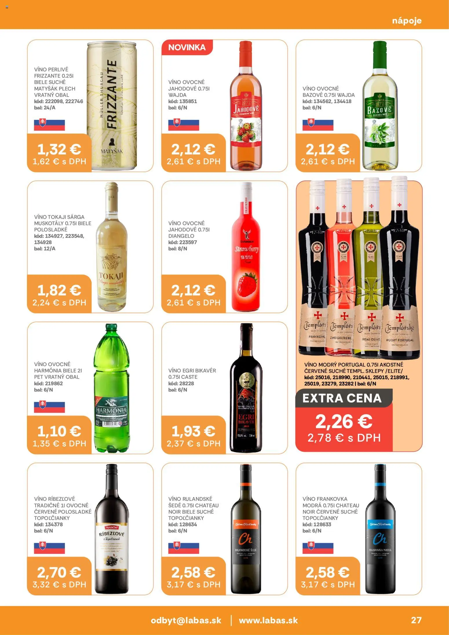 Nové Labaš akcie – leták je platný od 11.09.2026 | Strana: 27 | Produkty: Biele víno, Víno, Nápoje, Ríbezľové víno
