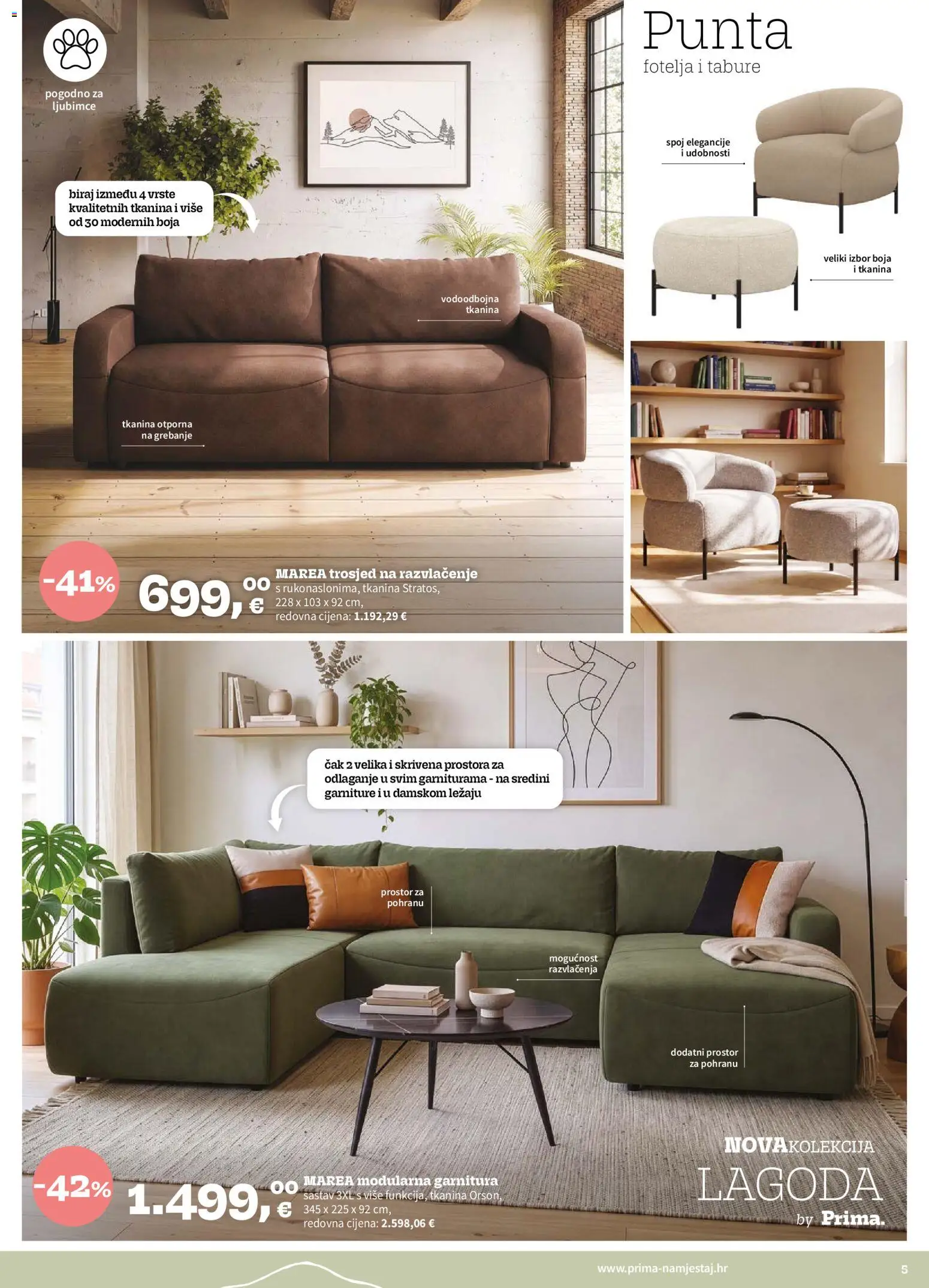 Prima katalog | vrijedi od 01.09.2026 | Stranica: 5 | Proizvodi: Trosjed, Fotelja, Tabure
