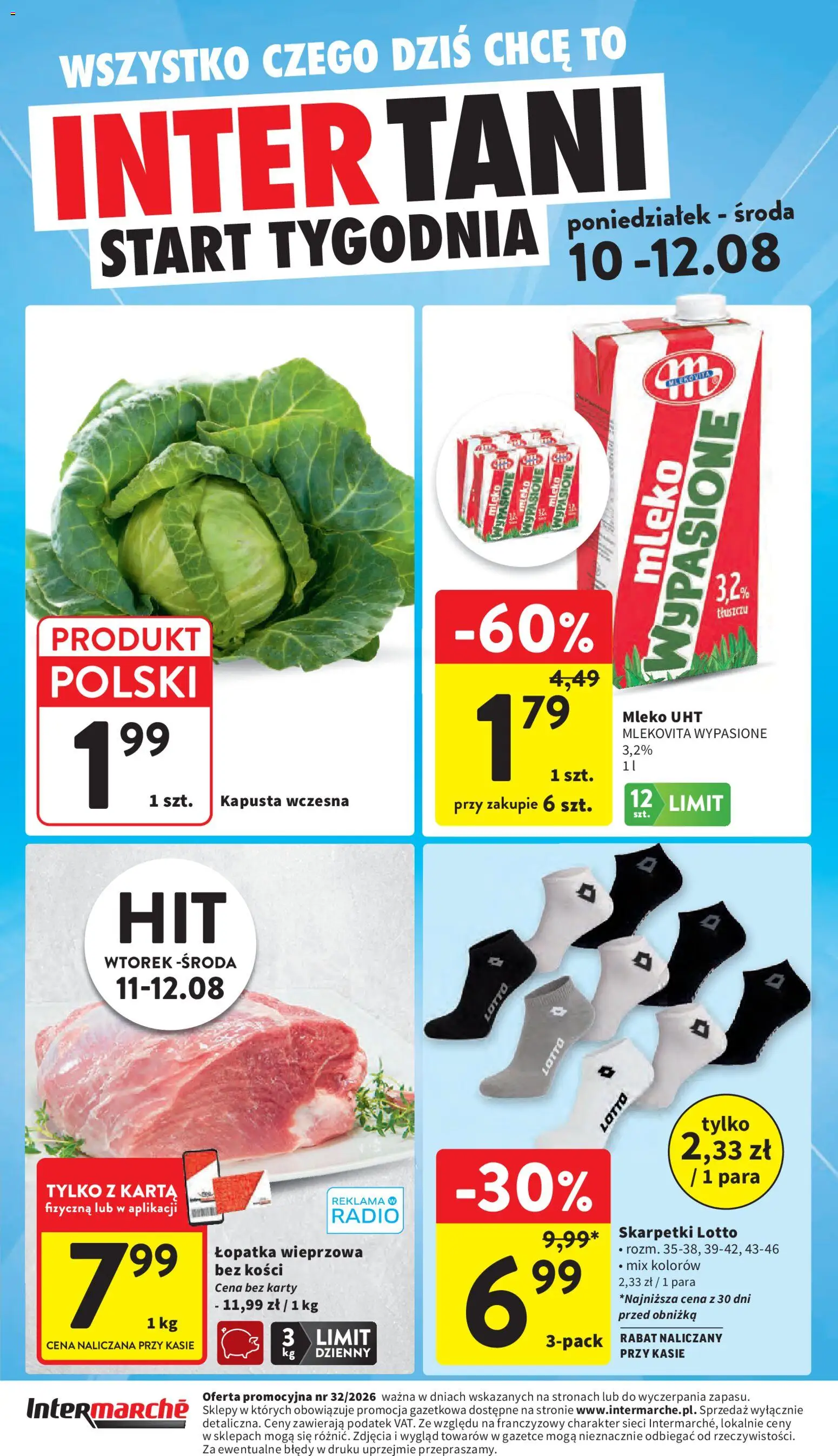 Intermarche gazetka od 06.08.2026 | Strona: 44 | Produkty: Kapusta, Karta, Radio, Skarpetki