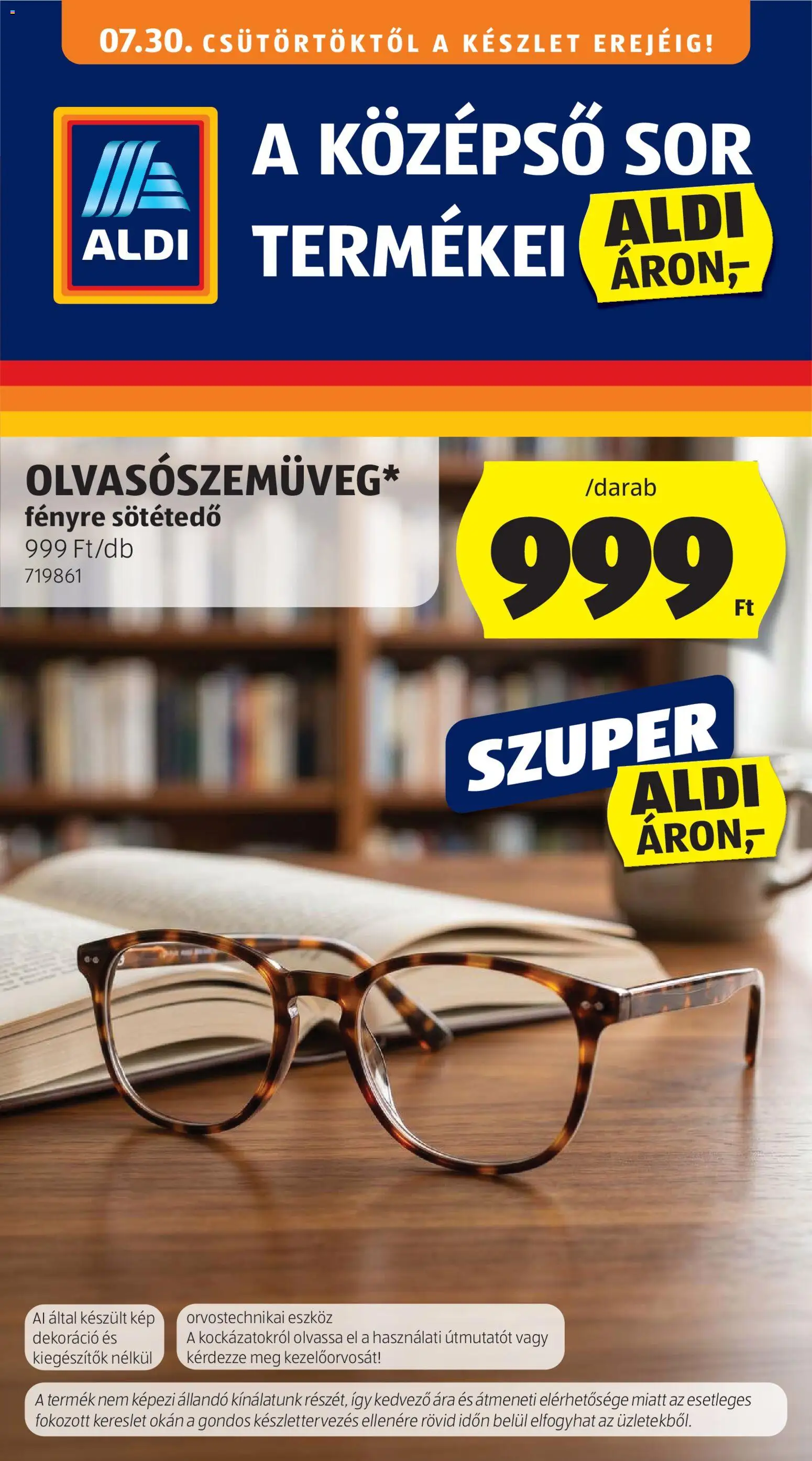 Aldi akciós ujság - amely érvényes a következő dátumtól: 2026.07.30. | Oldal: 1 | Termékek: Sör, Dekoráció