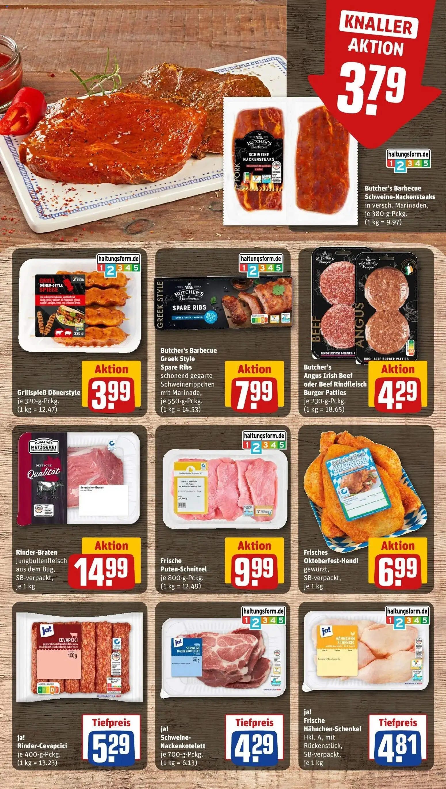 REWE Prospekt ab 21.09.2026 zum Blättern » Angebote | Seite: 15 | Produkte: Hahnchen, Hahnchenschenkel, Cevapcici, Burger
