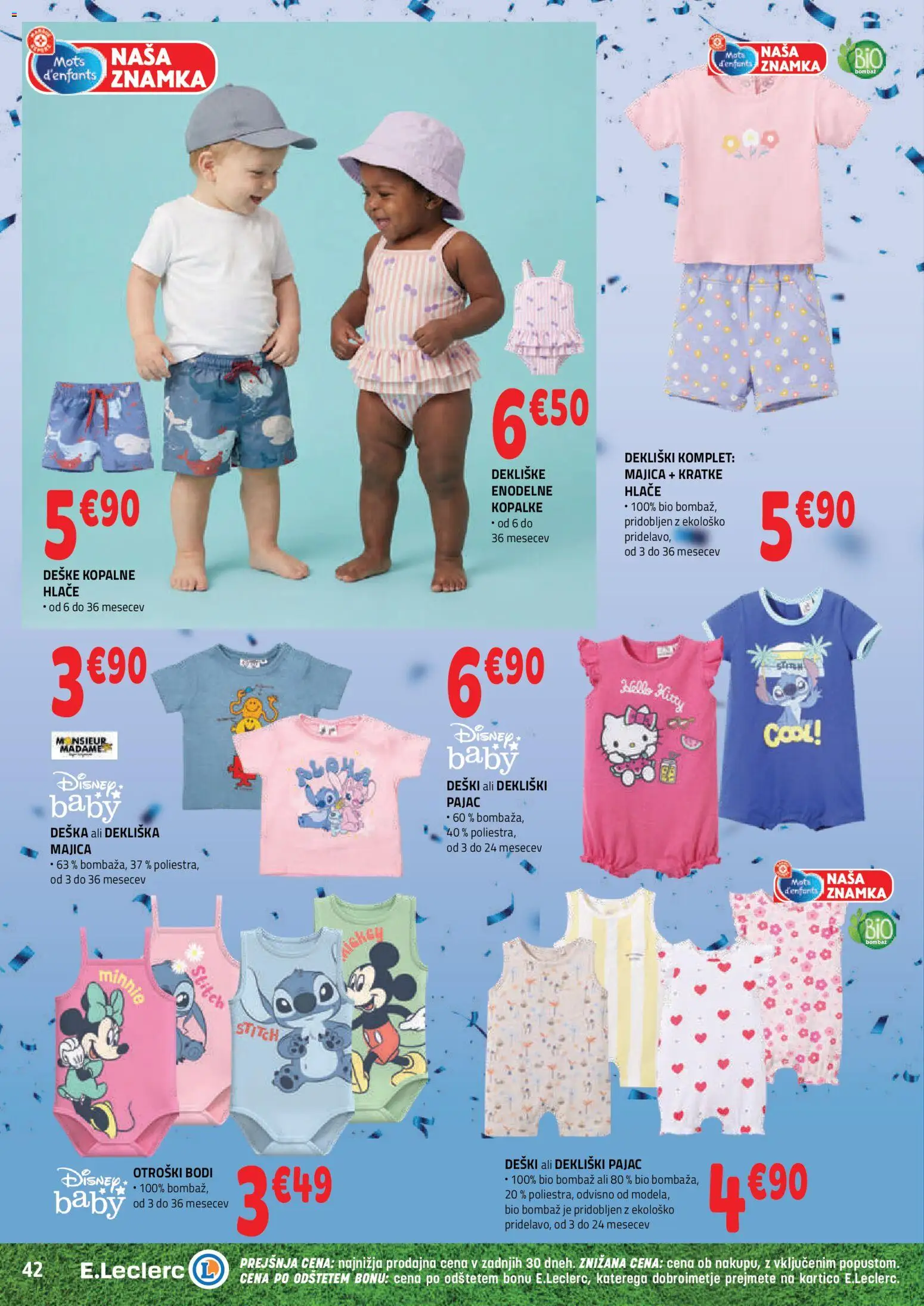 Novi E.leclerc katalog ponudbe – veljaven od 17.06.2026 | Stran: 2 | Izdelki: Majica, Hlace, Kopalke