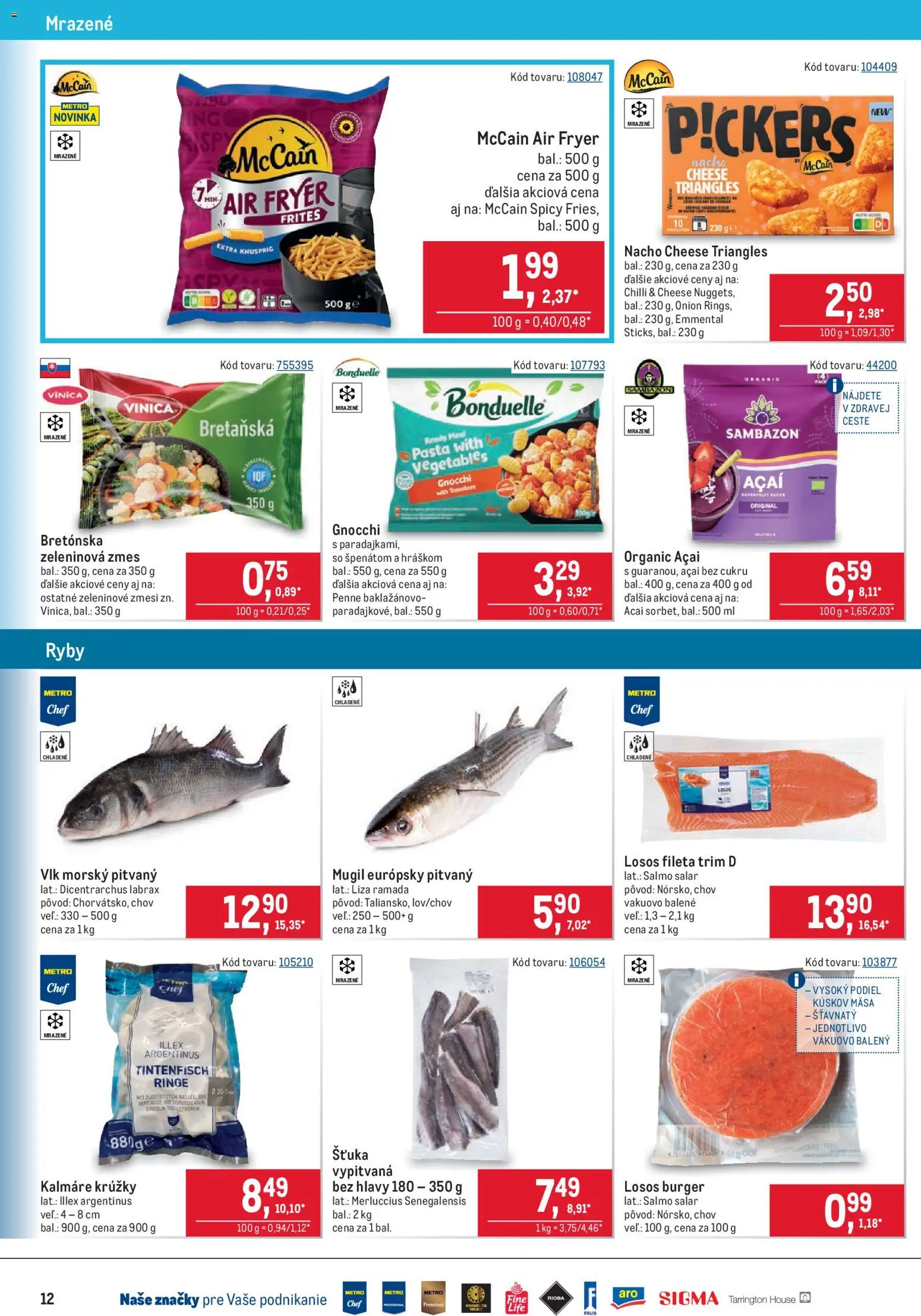 Nové Metro akcie – leták je platný od 17.06.2026 | Strana: 12 | Produkty: Penne, Ryby, Chilli, Losos