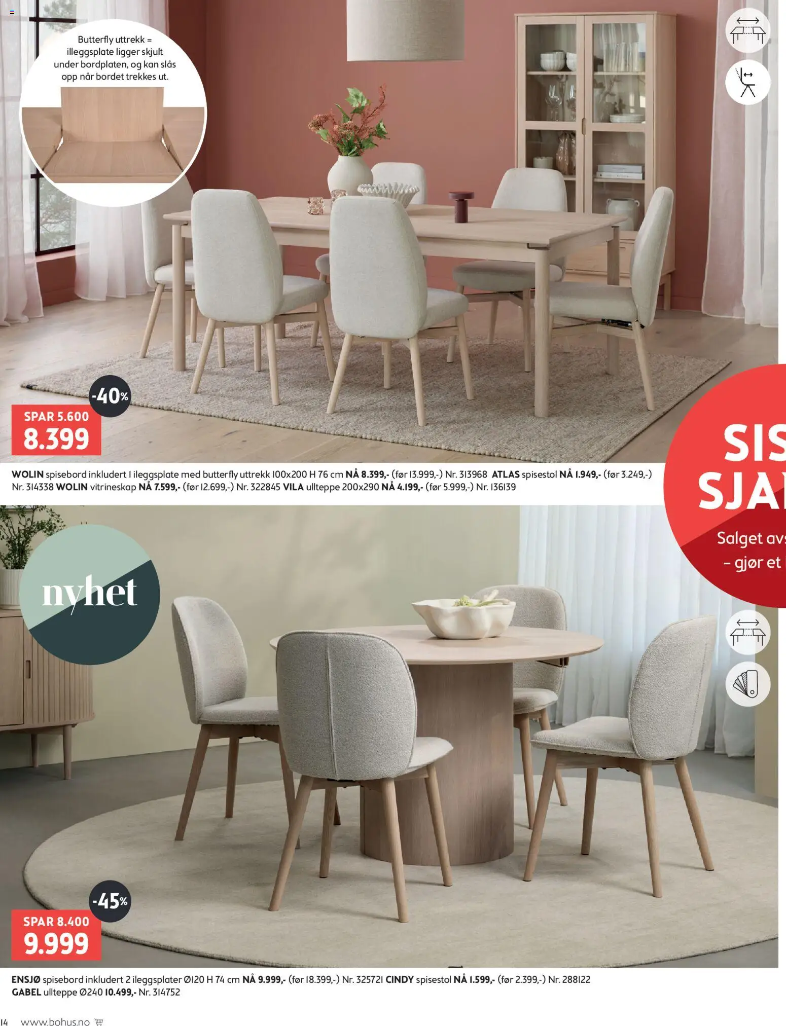 {H1} | Side: 14 | Produkter: Spisebord, Spisestol, Vitrineskap