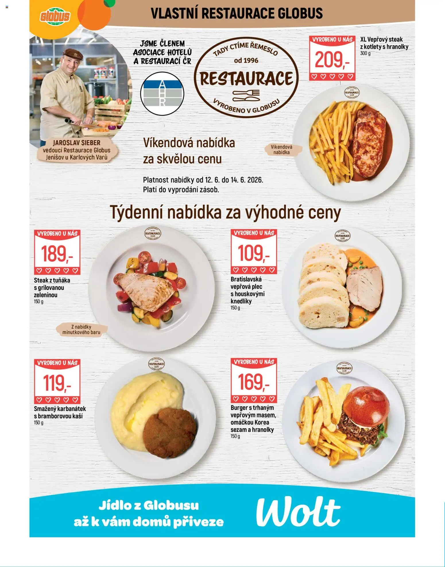 Globus leták - Karlovy Vary od 10.06.2026 | Strana: 5 | Produkty: Globus, Hranolky, Steak, Vepřová plec