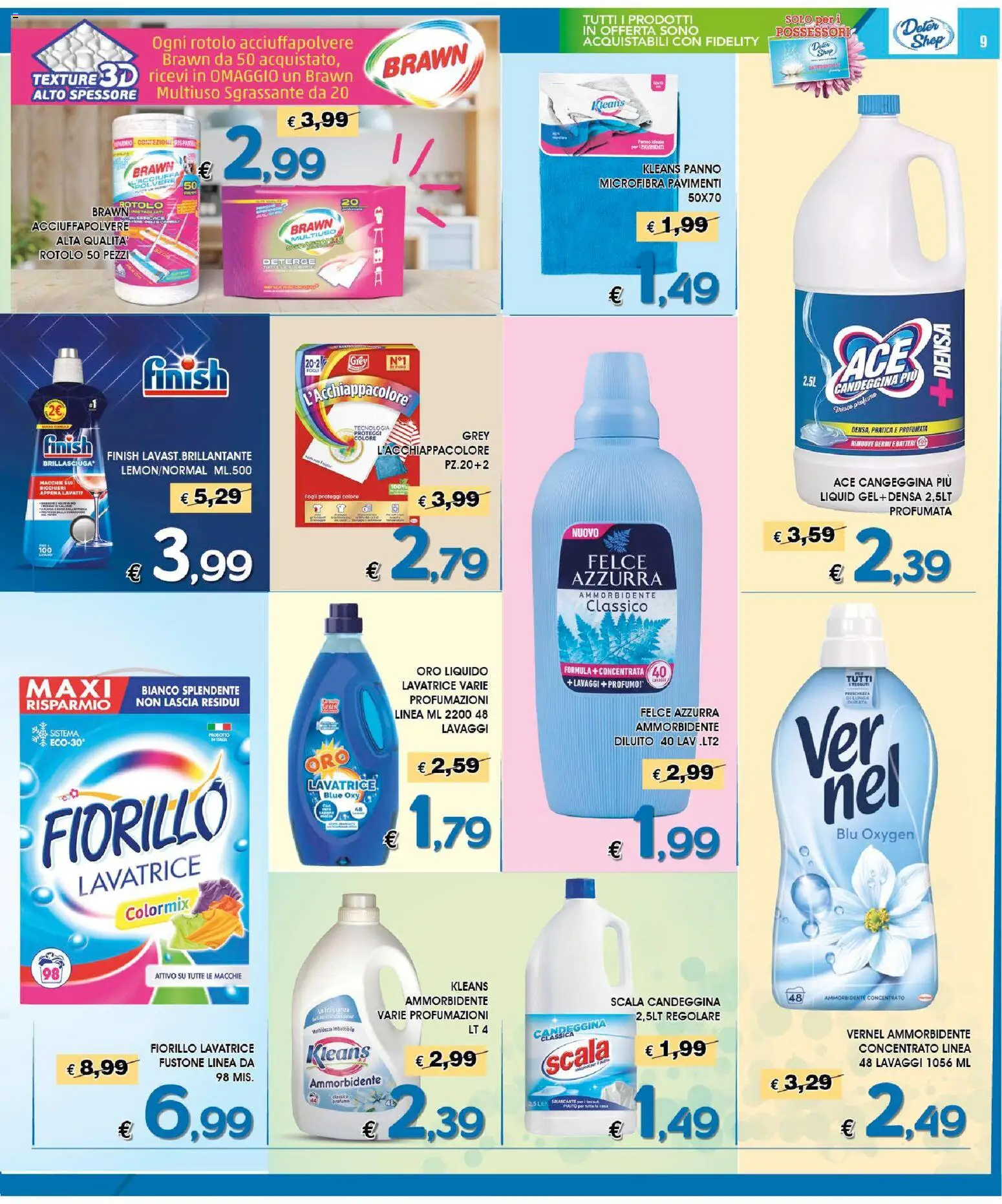 Volantino Deter Shop del 01.05.2026 | Pagina: 9 | Prodotti: Candeggina, Lavatrice, Scala, Fragranza
