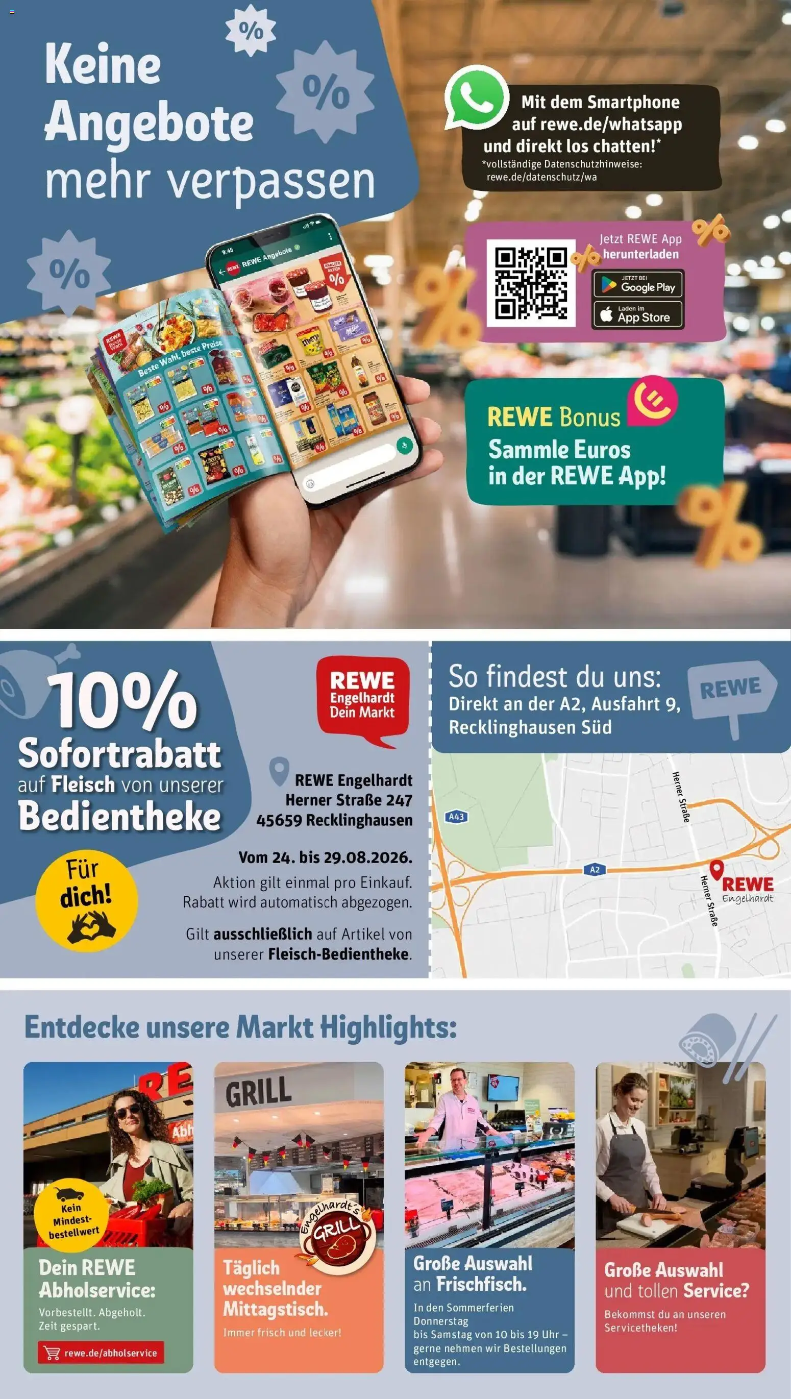 REWE Prospekt ab 24.08.2026 zum Blättern » Angebote | Seite: 2 | Produkte: Grill, Fleisch, Smartphone, Uhr