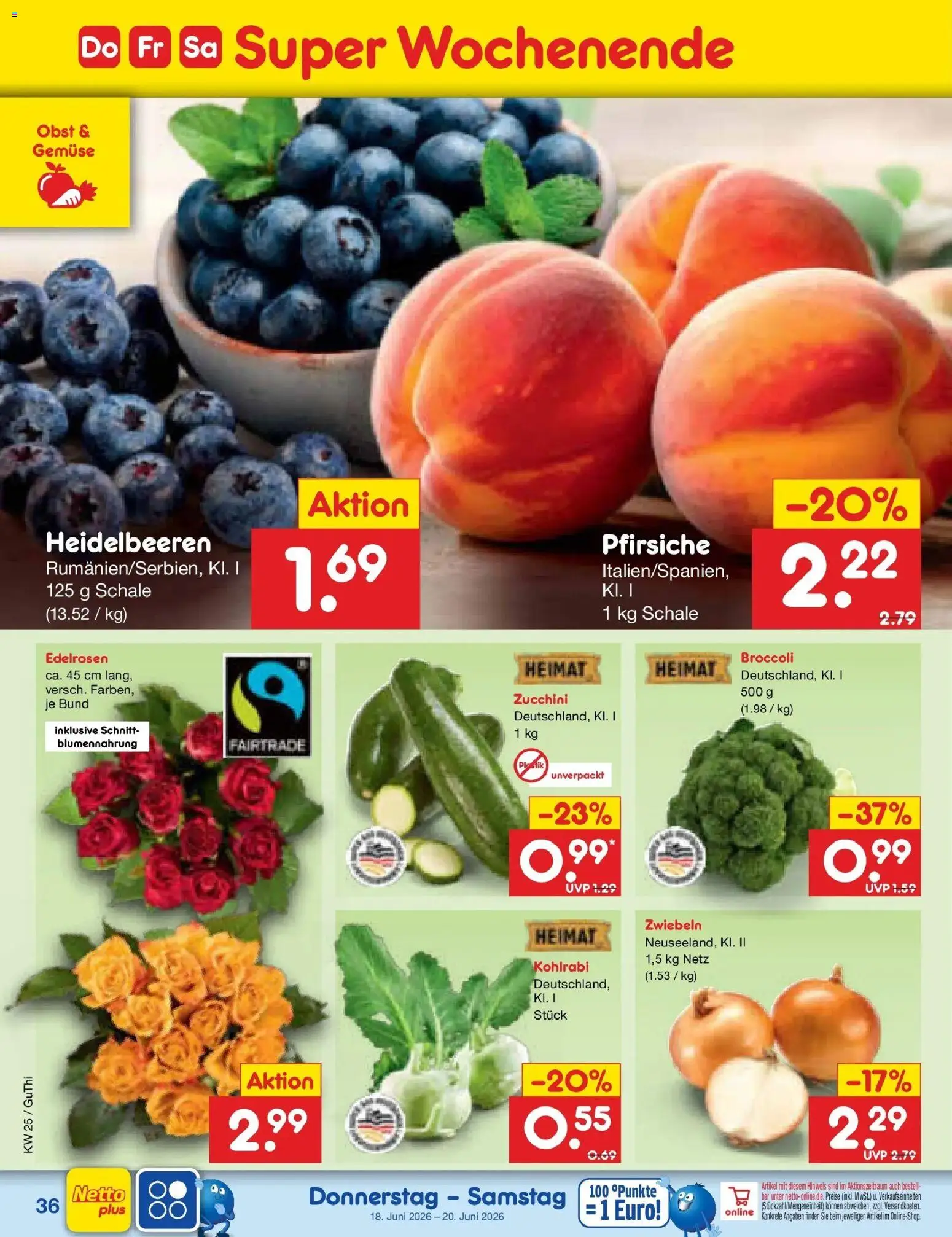 Netto Marken-Discount Prospekt Augustusburg – gültig ab 14.06.2026 | Seite: 48 | Produkte: Heidelbeeren, Gemüse, Obst, Zucchini