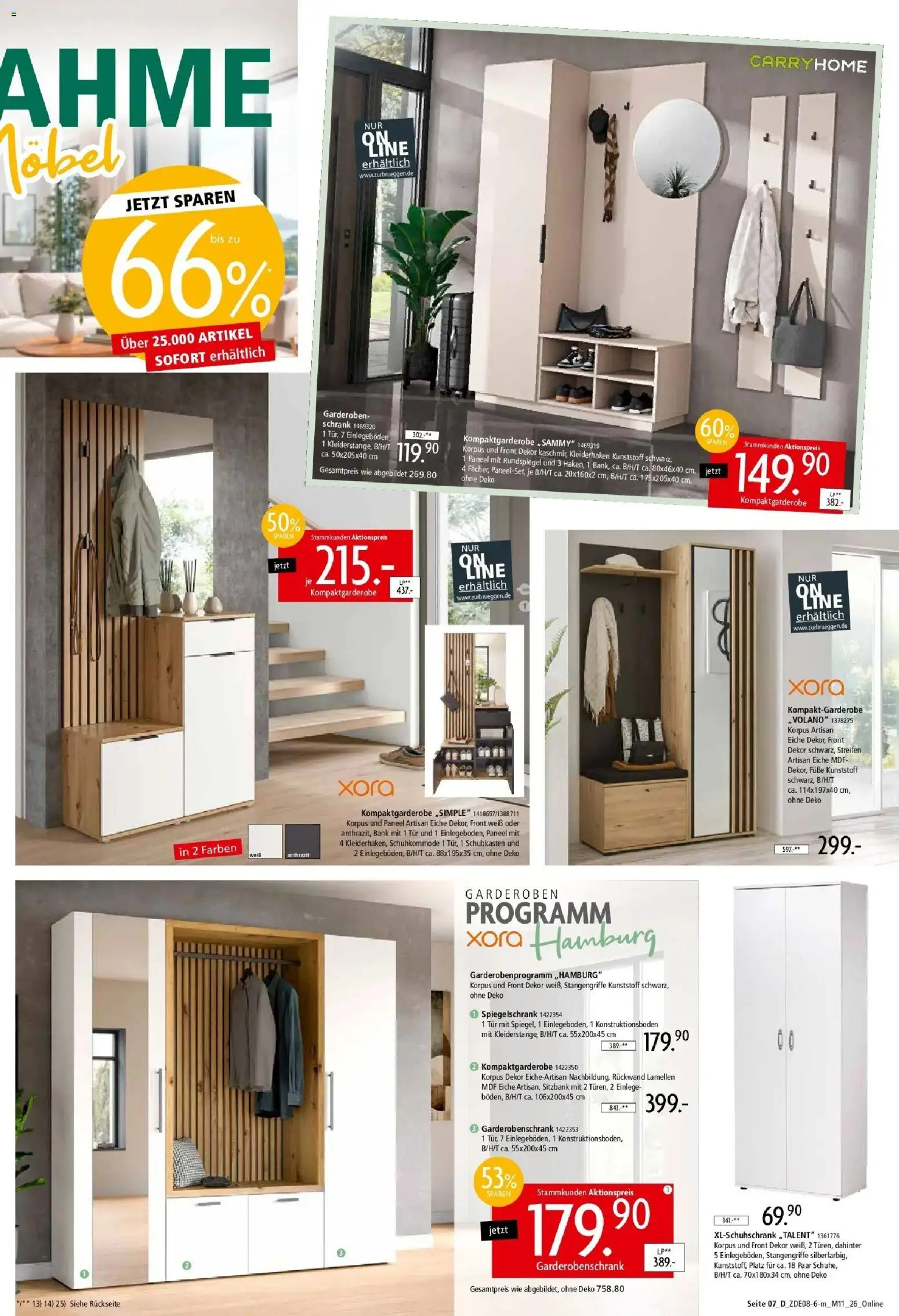 Zurbrüggen - Zurbrüggen: Mitnahme Möbel – gültig ab 29.08.2026 | Seite: 23 | Produkte: Schrank, Tür, Kleiderhaken, Spiegelschrank