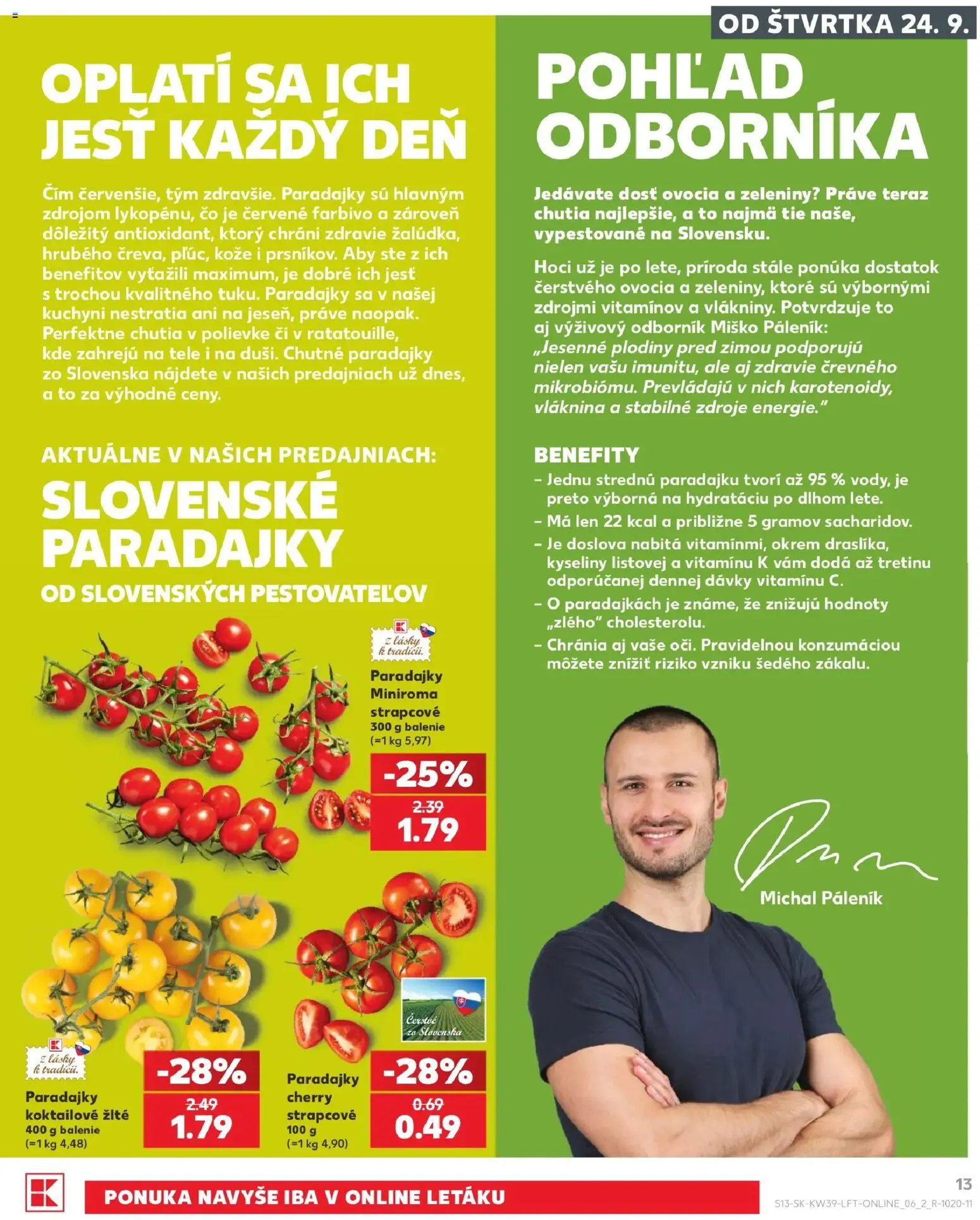 Nové Kaufland akcie – leták je platný od 24.09.2026 | Strana: 13 | Produkty: Paradajky