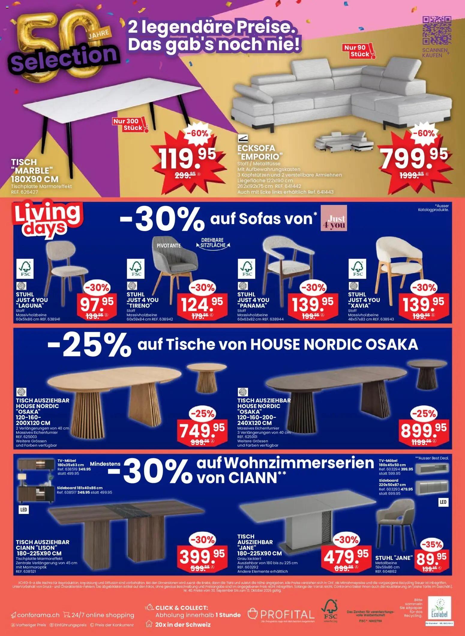 Conforama aktionen – gültig ab 30.09.2026 | Seite: 24 | Produkte: Tisch, Stuhl, Sideboard, Ecksofa