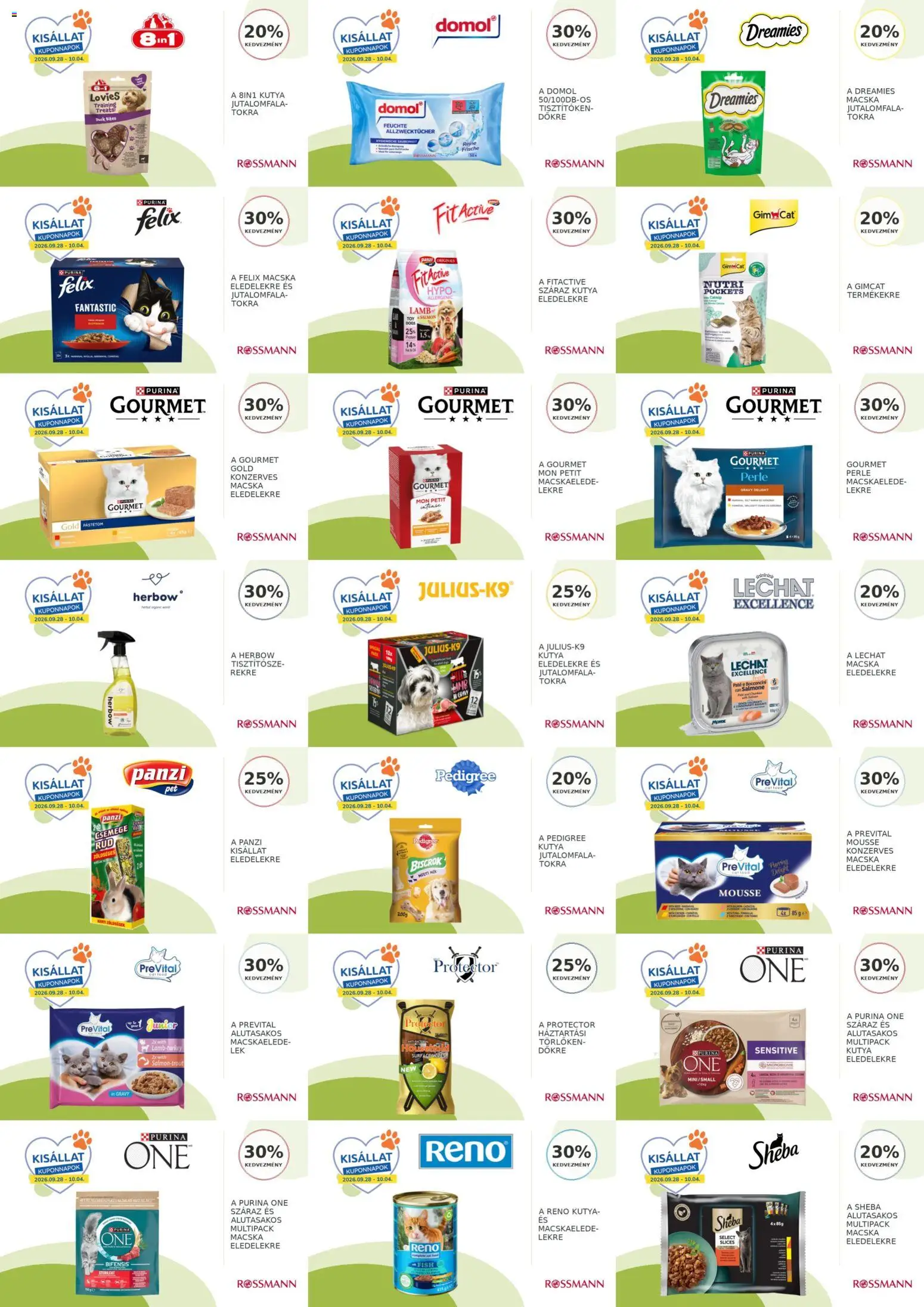 Rossmann akciós ujság - amely érvényes a következő dátumtól: 2026.09.28. | Oldal: 3 | Termékek: Purina one, Pedigree, Gourmet, Felix