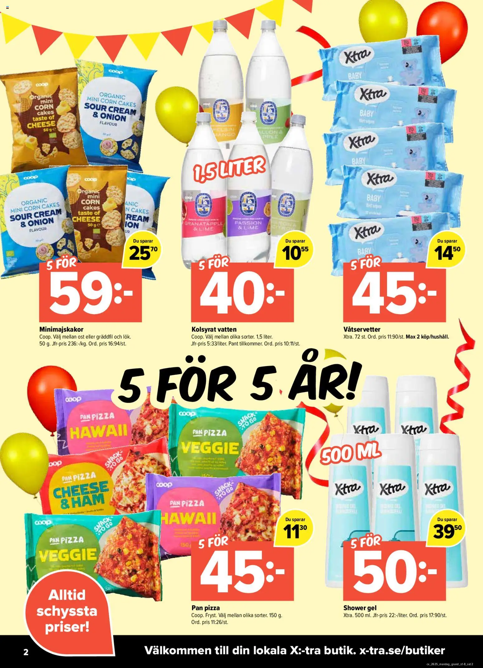 Coop X:-TRA reklamblad aktuell från 24/08/2026 | Sida: 2 | Produkter: Våtservetter, Ost, Vatten, Lime