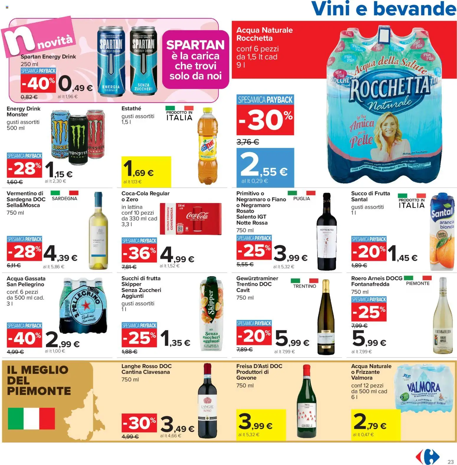 Volantino Carrefour del 16.06.2026 | Pagina: 23 | Prodotti: Arancia, Acqua minerale, Succo di frutta, Coca Cola