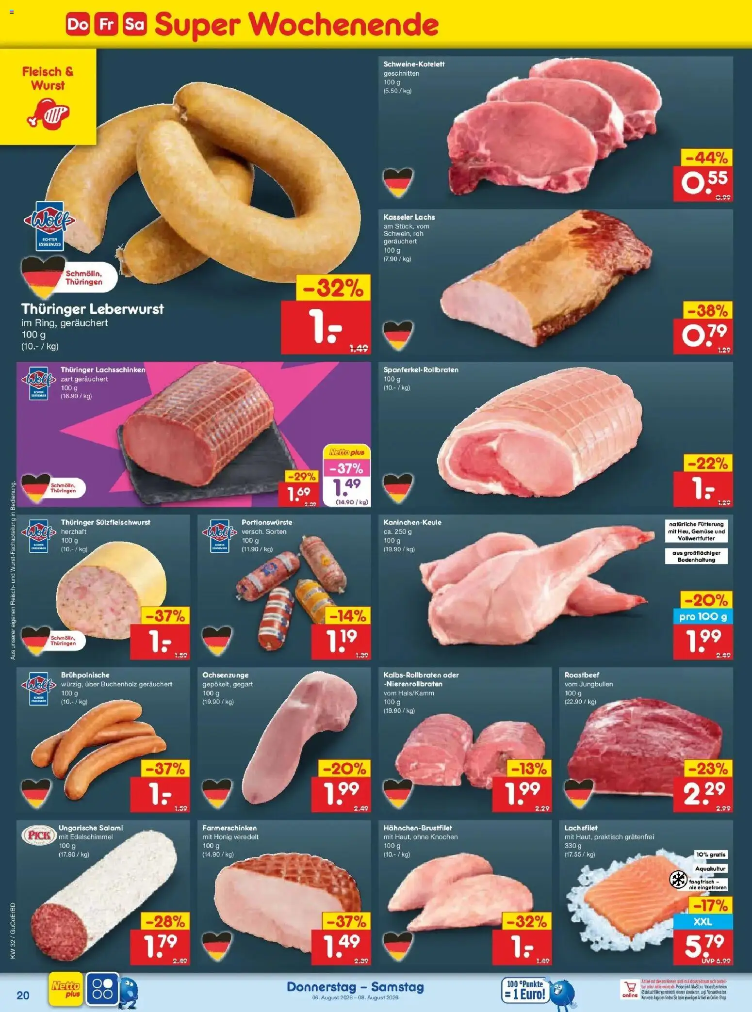 Netto Marken-Discount Prospekt Weimar – gültig ab 03.08.2026 | Seite: 38 | Produkte: Roastbeef, Lachs, Salami, Fleisch
