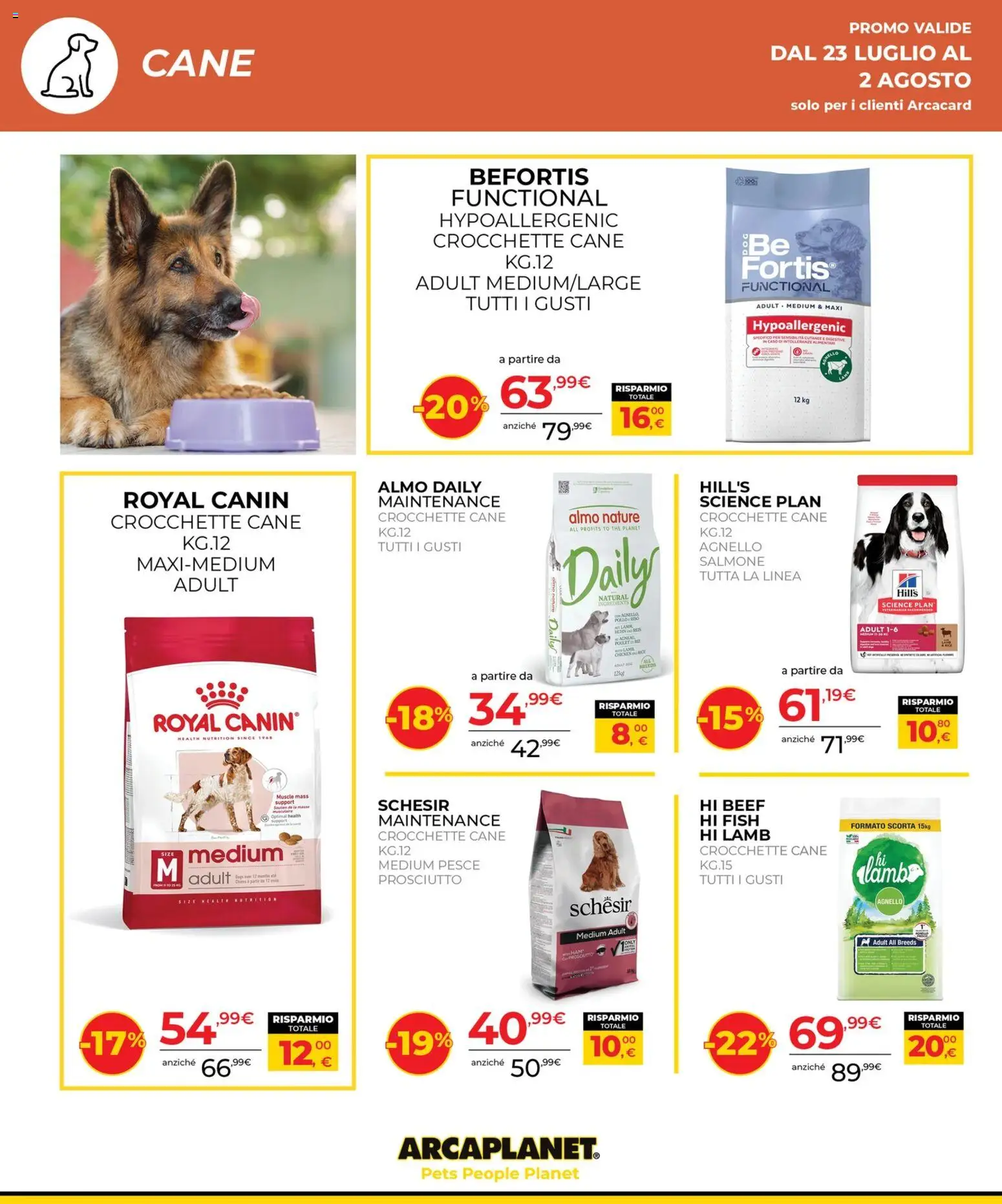 Volantino Arcaplanet del 23/07/2026 | Pagina: 10 | Prodotti: Salmone, Pesce, The, Crocchette cane