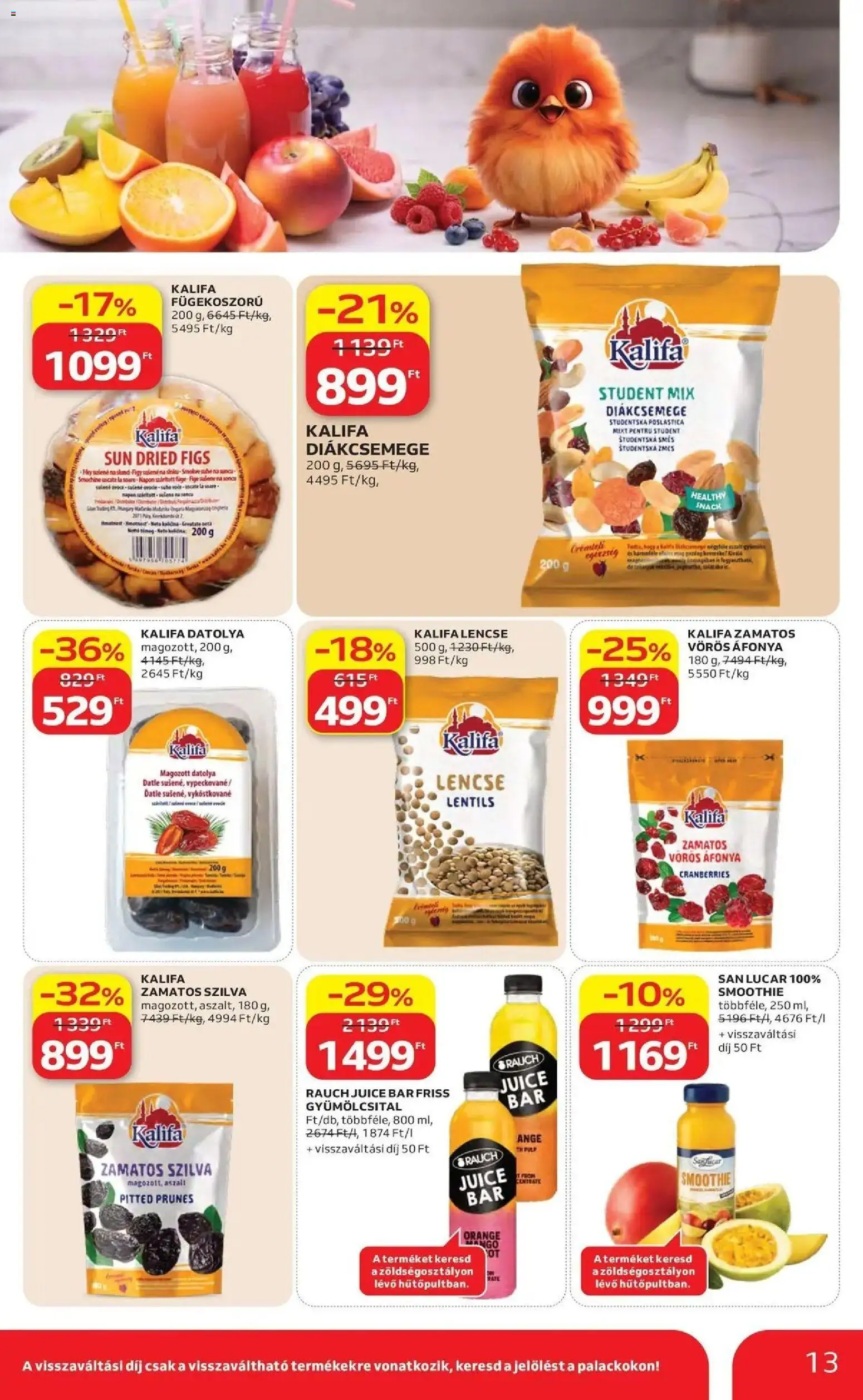 Auchan akciós újság Szolnok - 2026.10.08. -tól/töl > akció, lapozható szórólap 🛍️ | Oldal: 13 | Termékek: Gyümölcsital, Füge, Lencse, Vörös áfonya