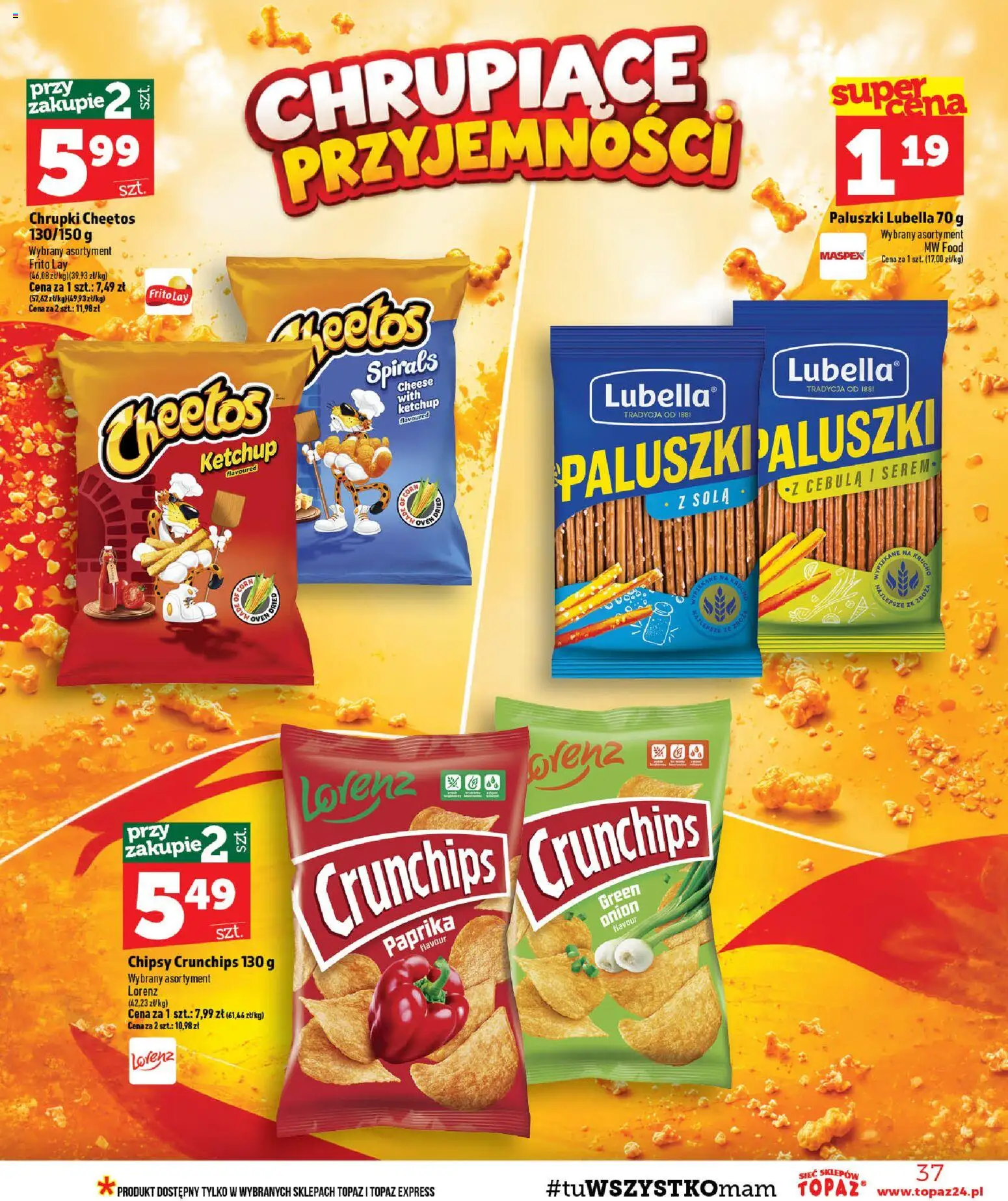 Topaz gazetka od 15.10.2026 | Strona: 37 | Produkty: Ketchup, Chrupki, Cebula, Paluszki