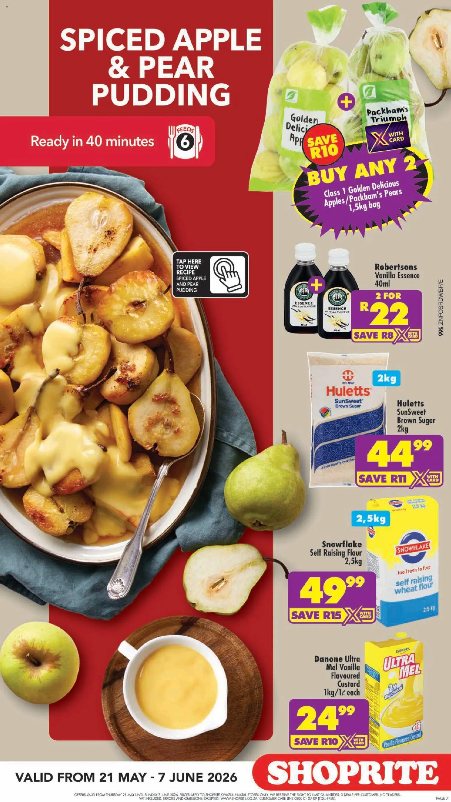 New Shoprite catalogue – valid from 21.05.2026 | Page: 7 | Products: Pears, Bag, Apples, Sugar
