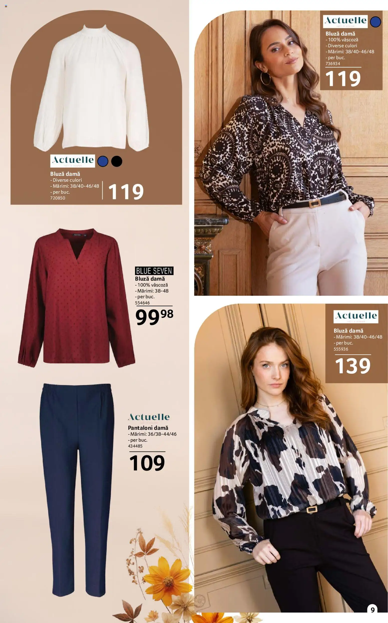 Noul catalog Selgros – valabil de la 18.09.2026 | Pagină: 9 | Produse: Bluză, Pantaloni dama, Pantaloni
