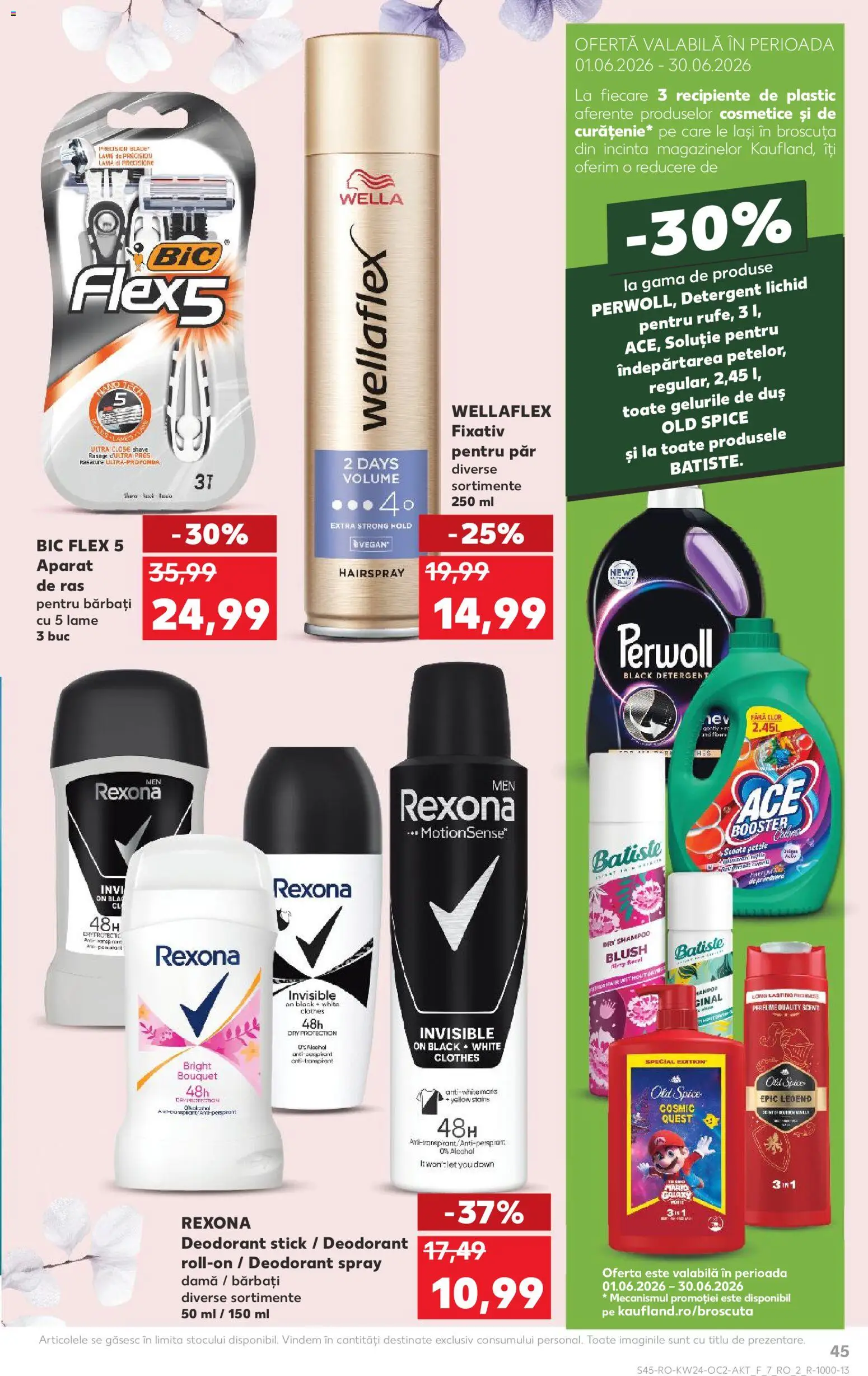 Kaufland RO akciós ujság - amely érvényes a következő dátumtól: 10.06.2026 | Oldal: 45 | Termékek: Old spice, Perwoll