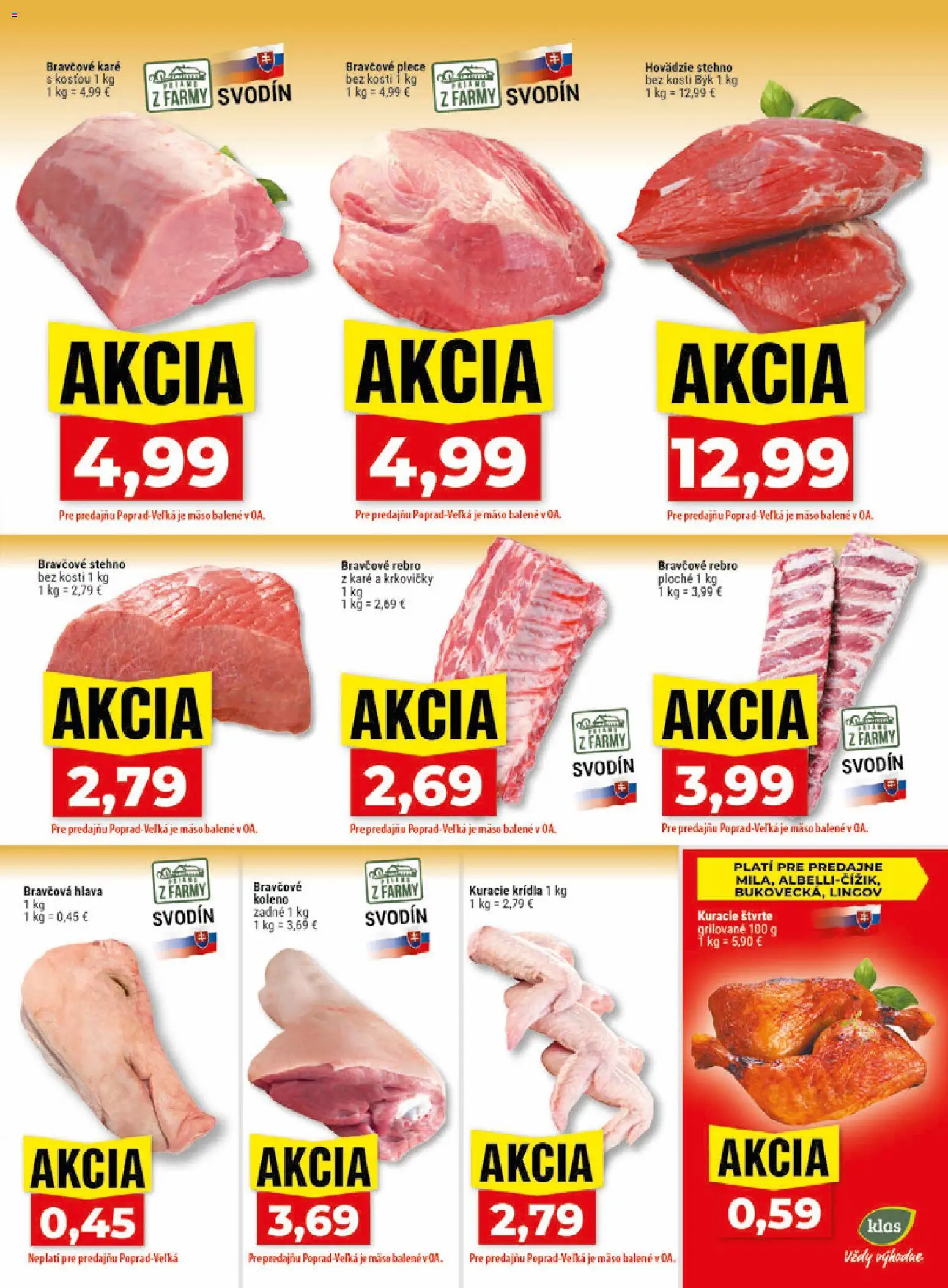 Nové Klas akcie – leták je platný od 20.07.2026 | Strana: 7 | Produkty: Bravčové koleno, Bravčové stehno, Mäso, Kuracie krídla