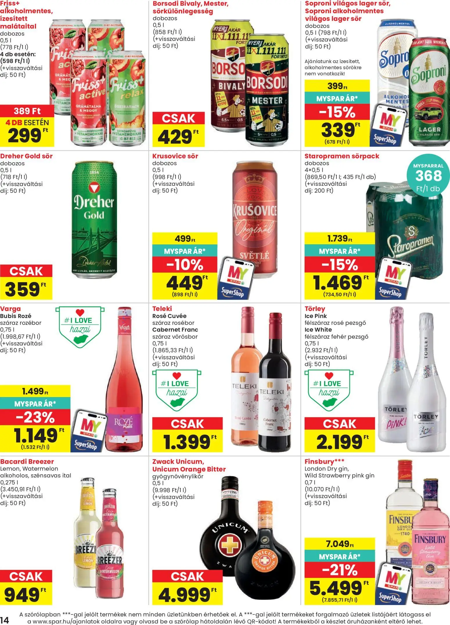 Spar akciós ujság - amely érvényes a következő dátumtól: 04.06.2026 | Oldal: 14 | Termékek: Bacardi, Pezsgő, Krusovice, Topljeni sir