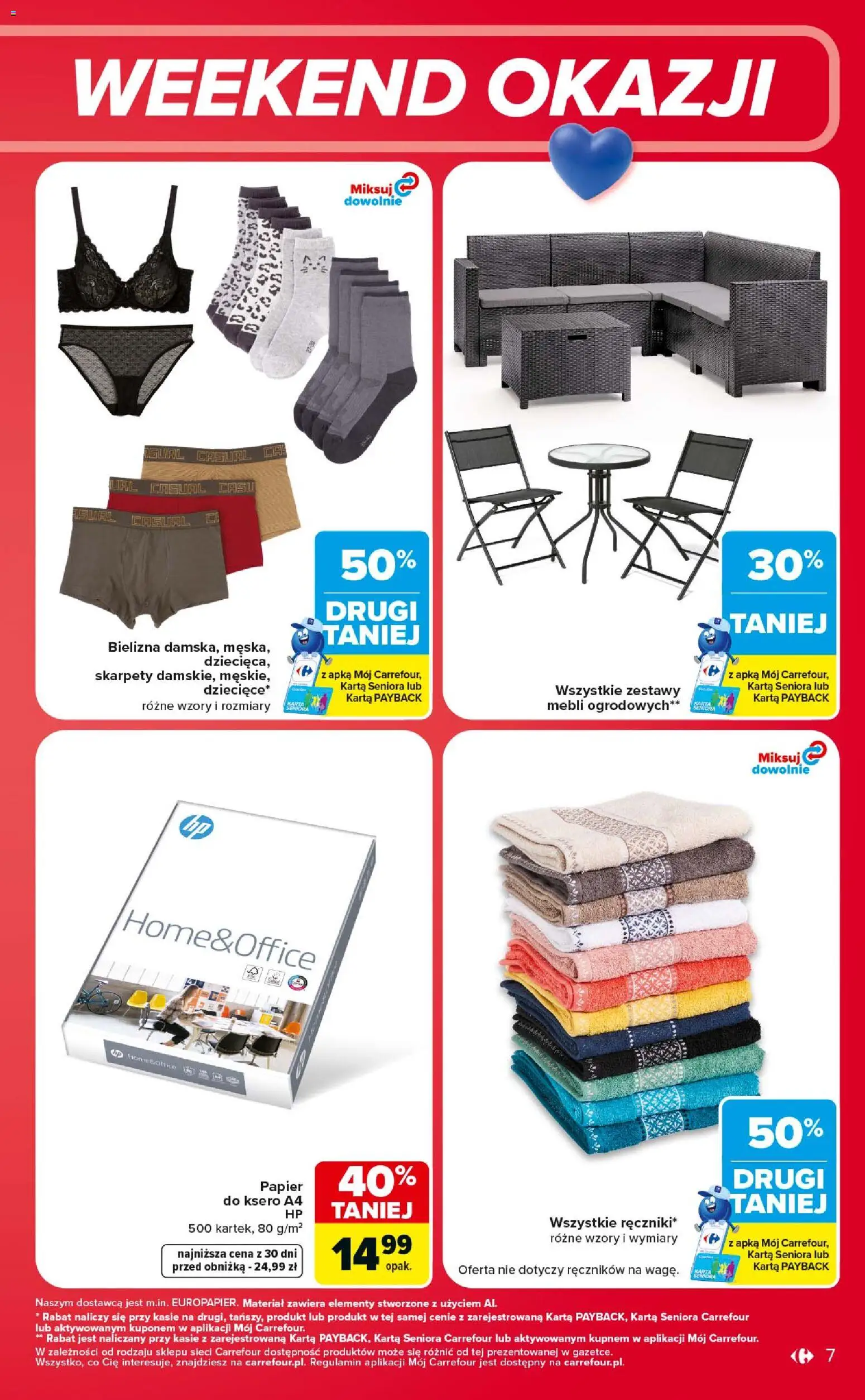 Carrefour gazetka - Weekend okazji od 23.07.2026 | Strona: 7 | Produkty: Karta, Bielizna, Skarpety