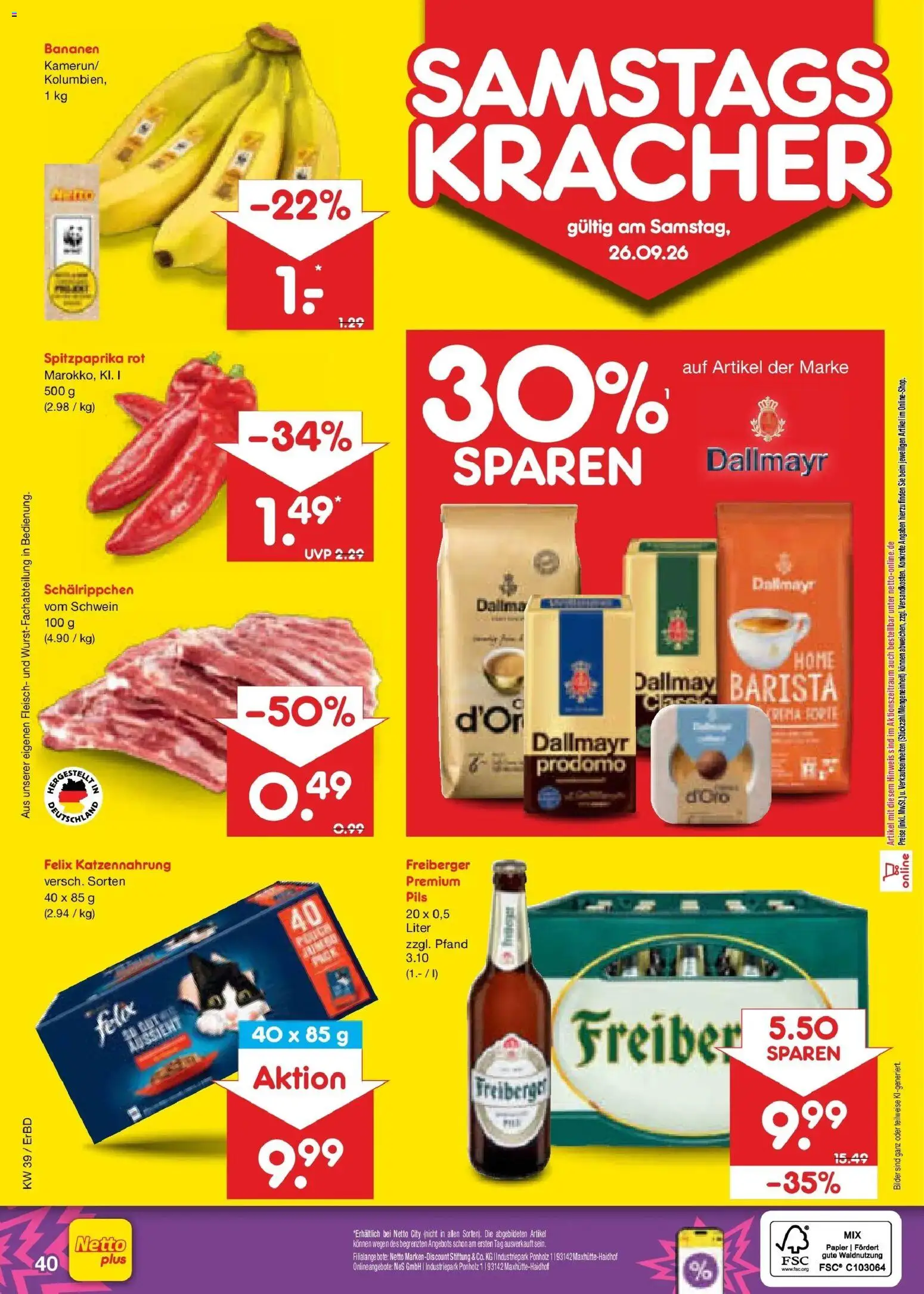 Netto Marken-Discount Prospekt Weimar – gültig ab 21.09.2026 | Seite: 56 | Produkte: Pils, Bananen, Bilder, Dallmayr