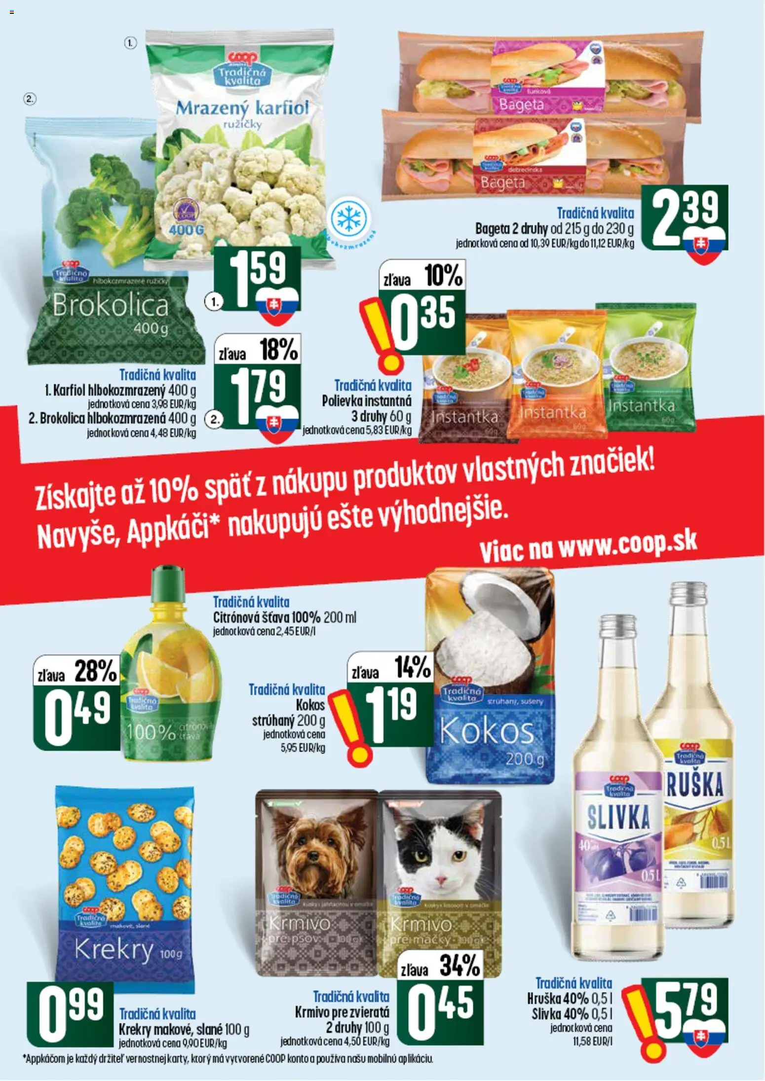 Nové COOP Jednota akcie – leták je platný od 03.09.2026 | Strana: 9 | Produkty: Kokos, Karfiol, Bageta, Citrónová šťava